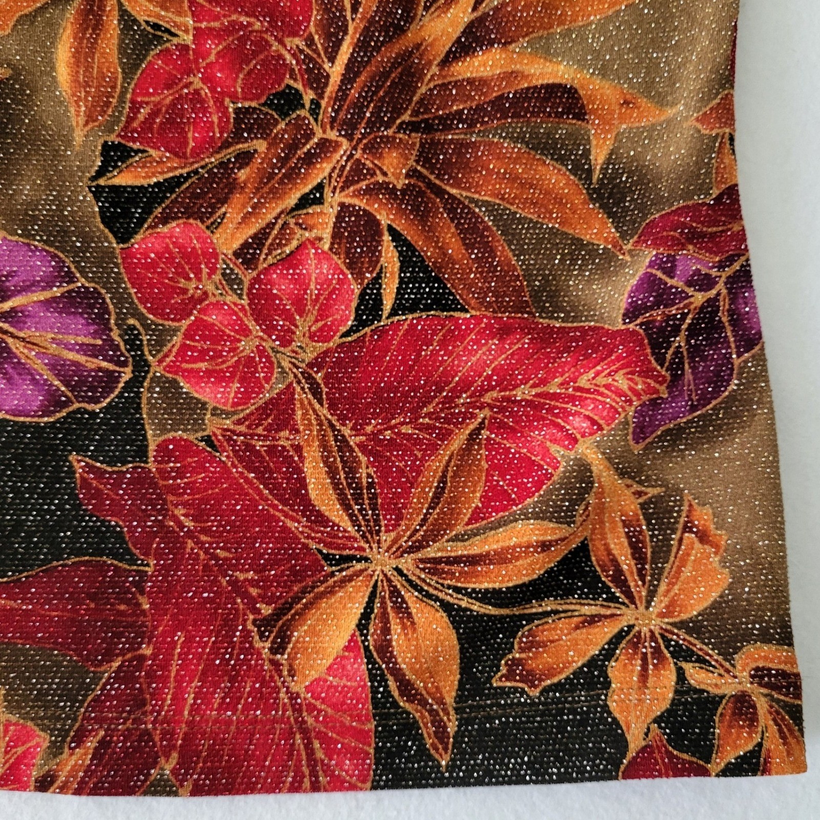 Vintage Chico’s Design Top Size 3 = XL Sparkle Shimmery Tropical Floral Tank