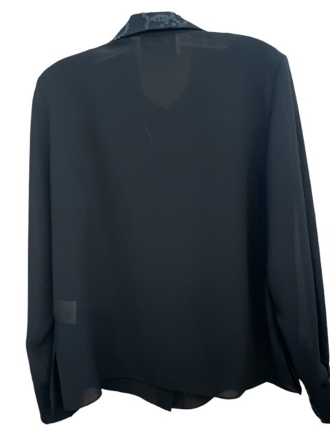 Florentine Soriee Black Sheer Tunic Sequin Dressy Elegant Holiday Blouse 12