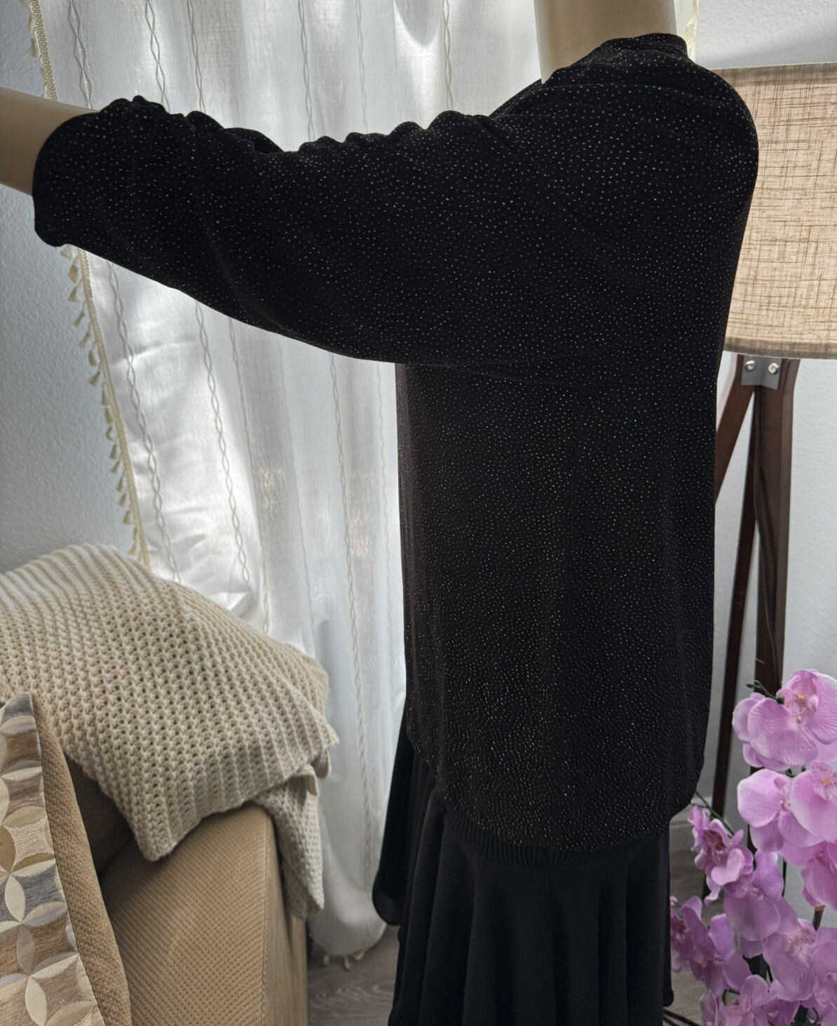 Vtg Black Cocktail Dress Size 12 Drop Waist Elegant Evening NWOT SIASIA NEW YORK
