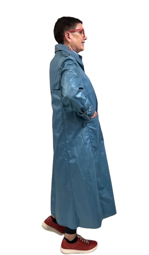 VTG 70s Fleet Street Trench Coat Plaid Lined Rain Jacket Polished Cotton Sz 12
