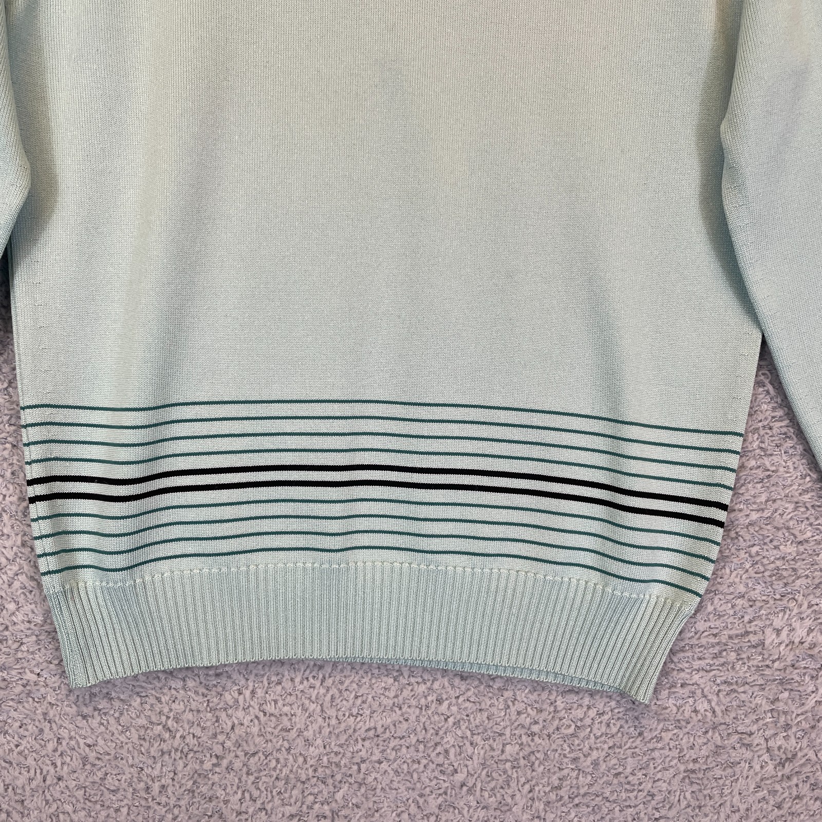 Vintage 1970s Givenchy Sport Designer Aqua Striped Sweater Top Size 36 Talon Zip