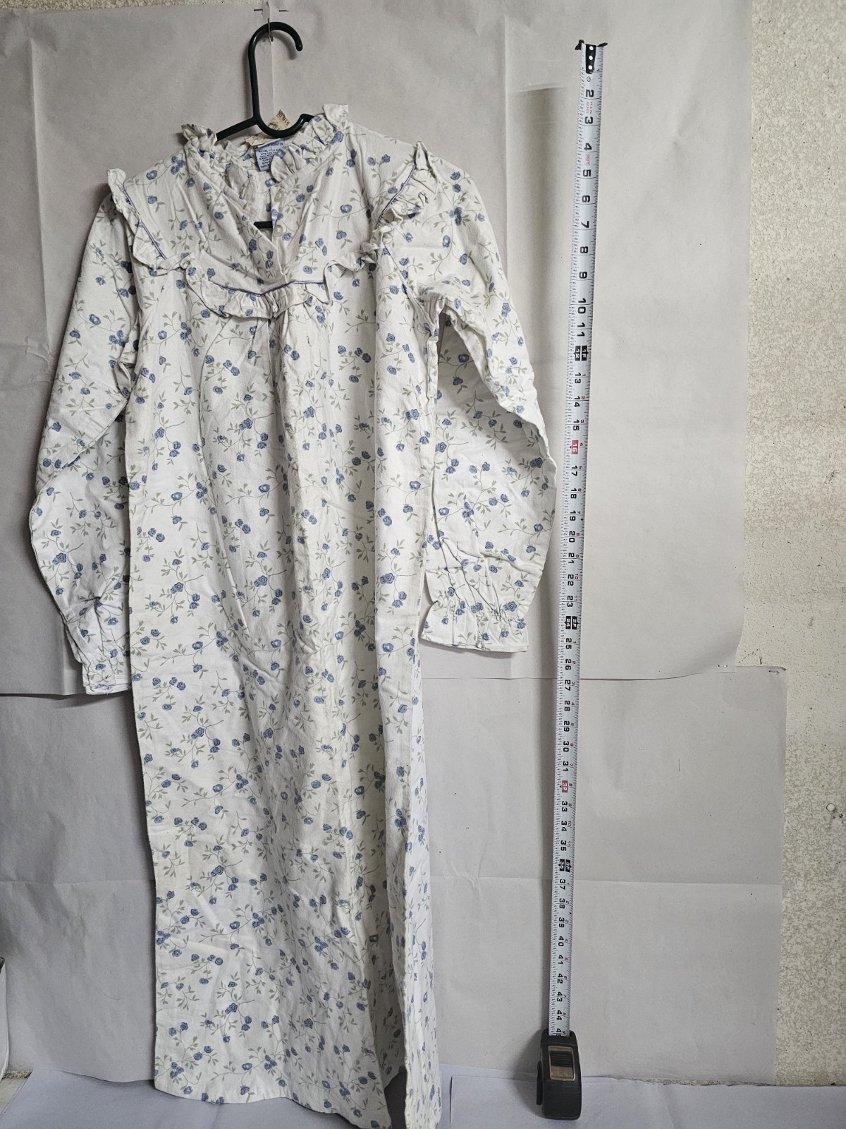 Vintage Cascade Blues Floral Prairie Nightgown XS New Old Stock Cottagecore
