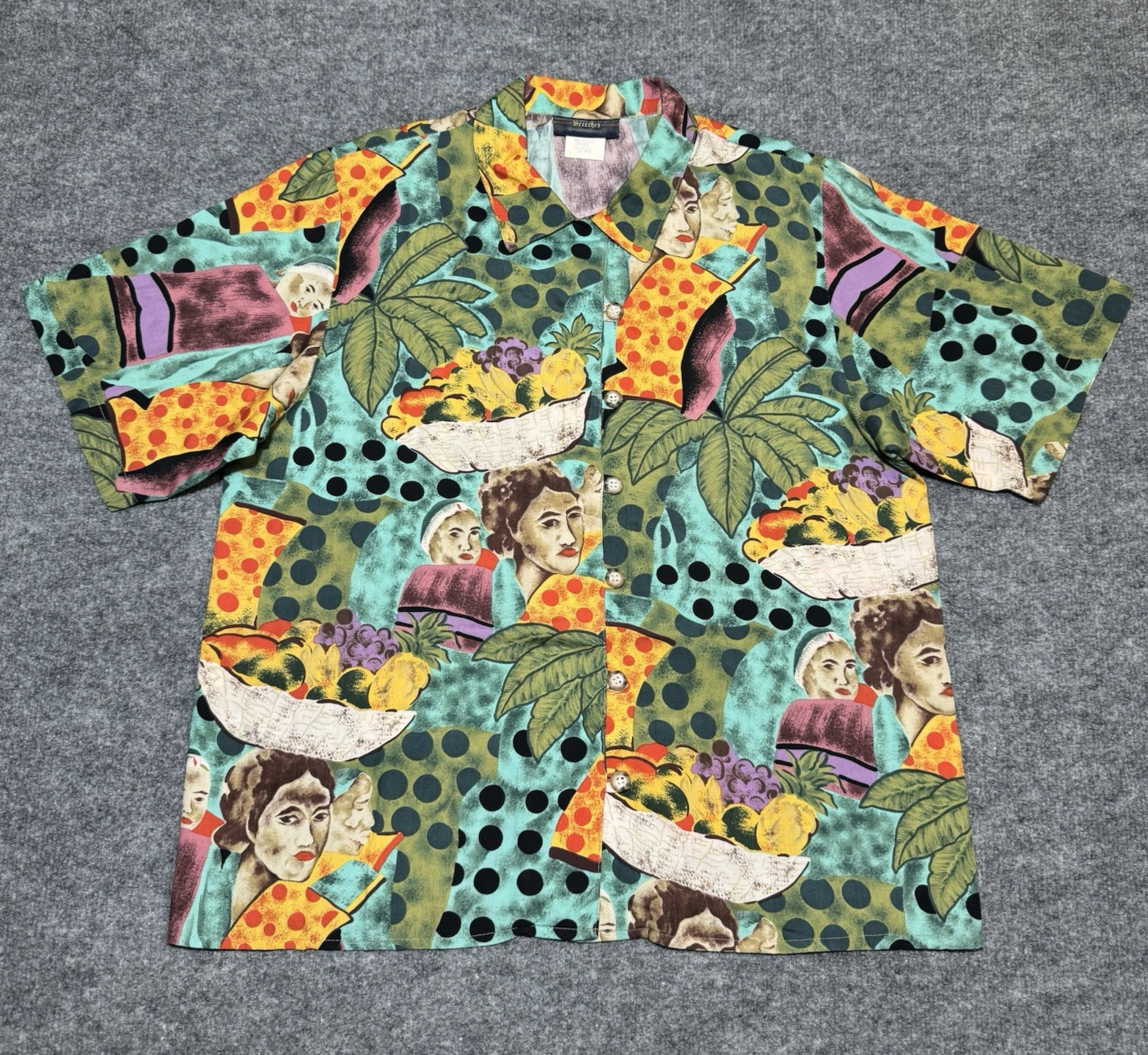 VTG Colorful Floral Painting Button Up Breeches Made in USA Size 10 Hawaiian Y2K