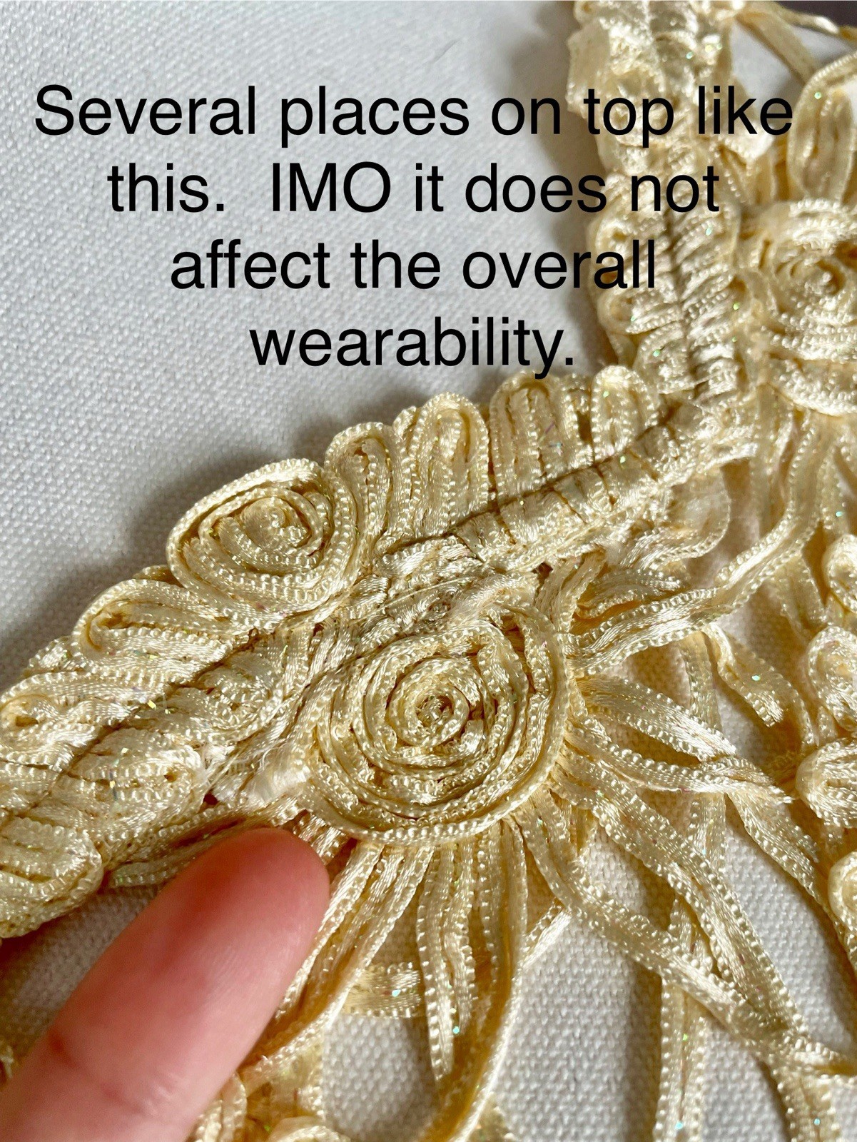 Vintage Boho ribbon crochet short sleeve shirt VTG 1950s Cream And Gold Metallic
