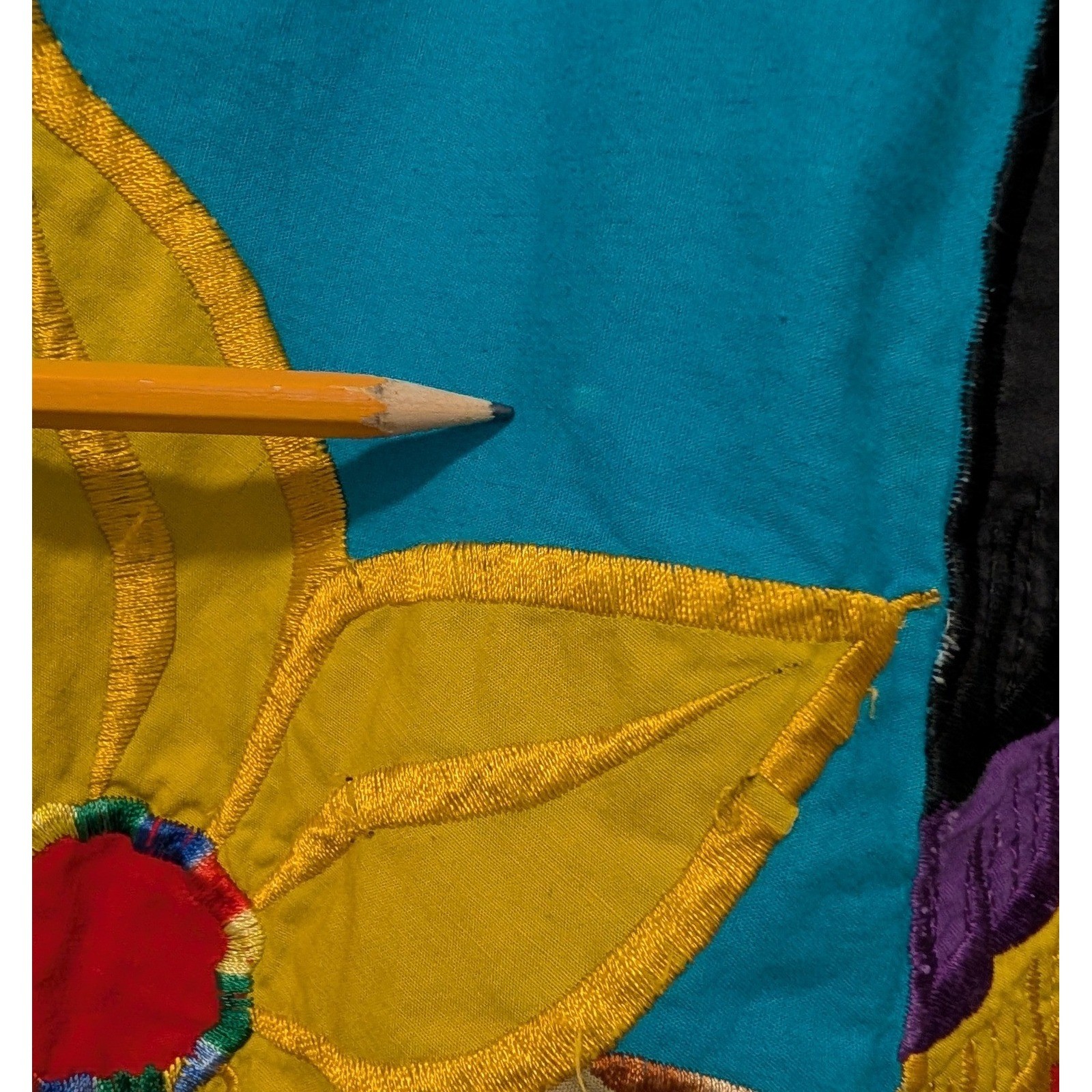 Vintage Panama Guna Mola Dress Hand Stitched Reverse Applique Bird Boho Folk Art