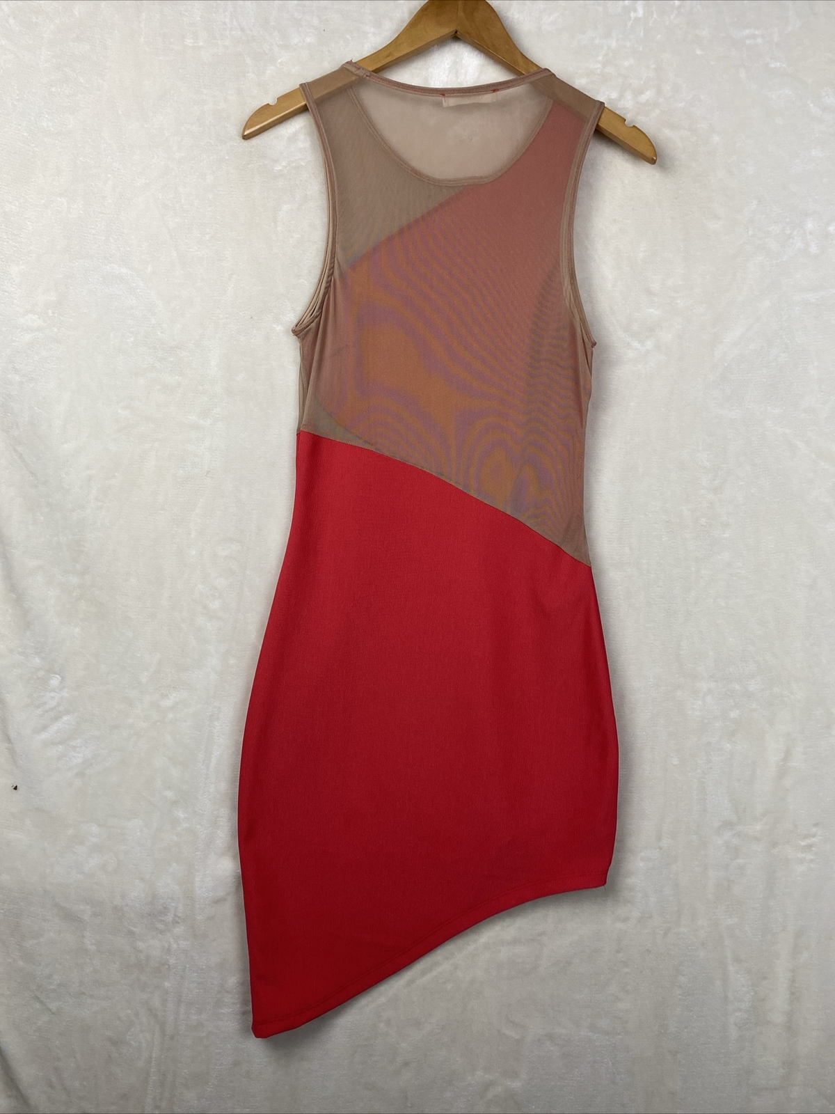 Vintage 70s Winwin Bodycon Dress Womens Small Knit Stretch Asymmetrical Party
