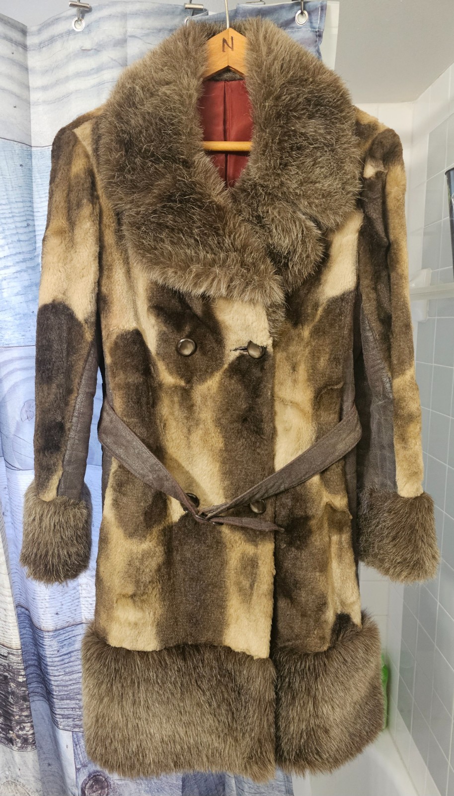 Vintage 60s /70s ILGWU Label Womens XS Patchwork Faux Fur Coat