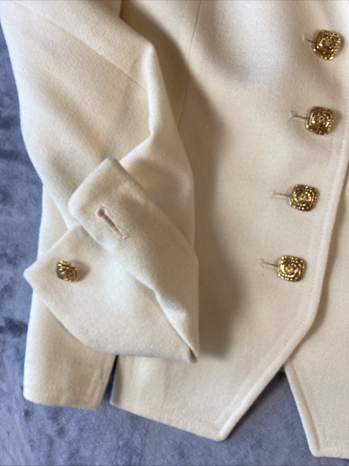 Vintage Y2K Herbert Grossman Cynthia Sobel Ivory Wool. Jacket Skirt Set Sz 10