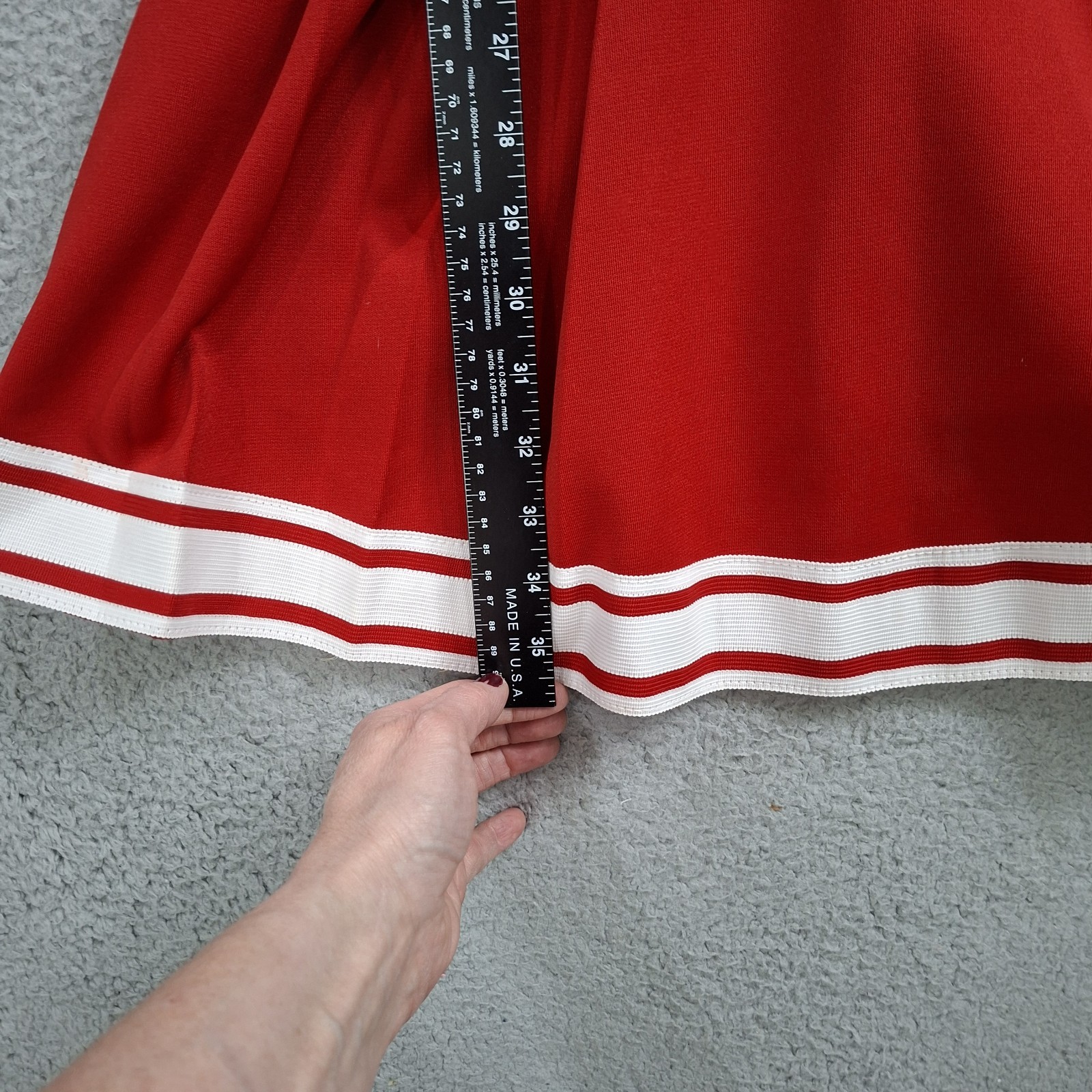 Vtg 60s 70s Cheerleading Dress 38R/9 Cosplay Majorette Red White Chevron Unlined