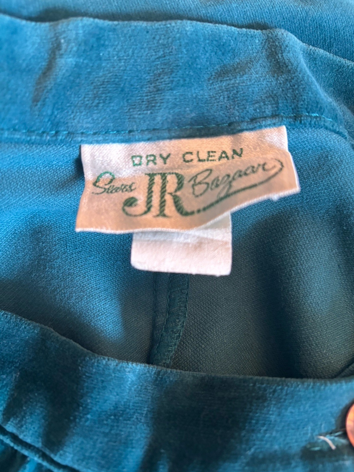 Vintage Sears Jr Bazaar Size 13 Teal Velvet Velour Skirt Retro