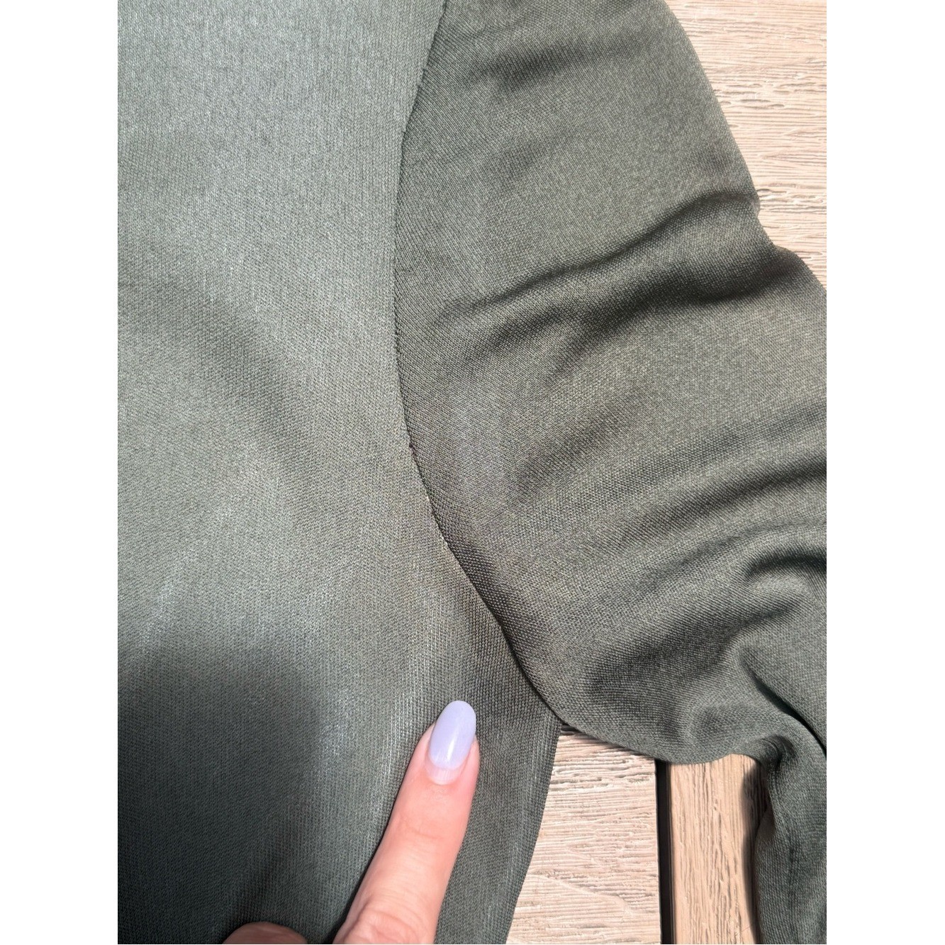 1960s Saks fifth Ave stretchy silk long sleeve moss green mini high neck dress