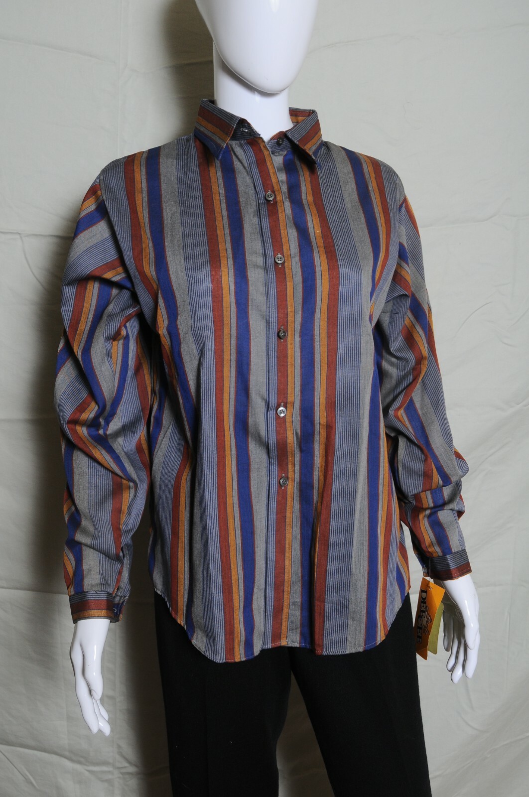 Vintage 70s womens western NOS Lady Dee Cee front blouse shirt 14 multi stripe