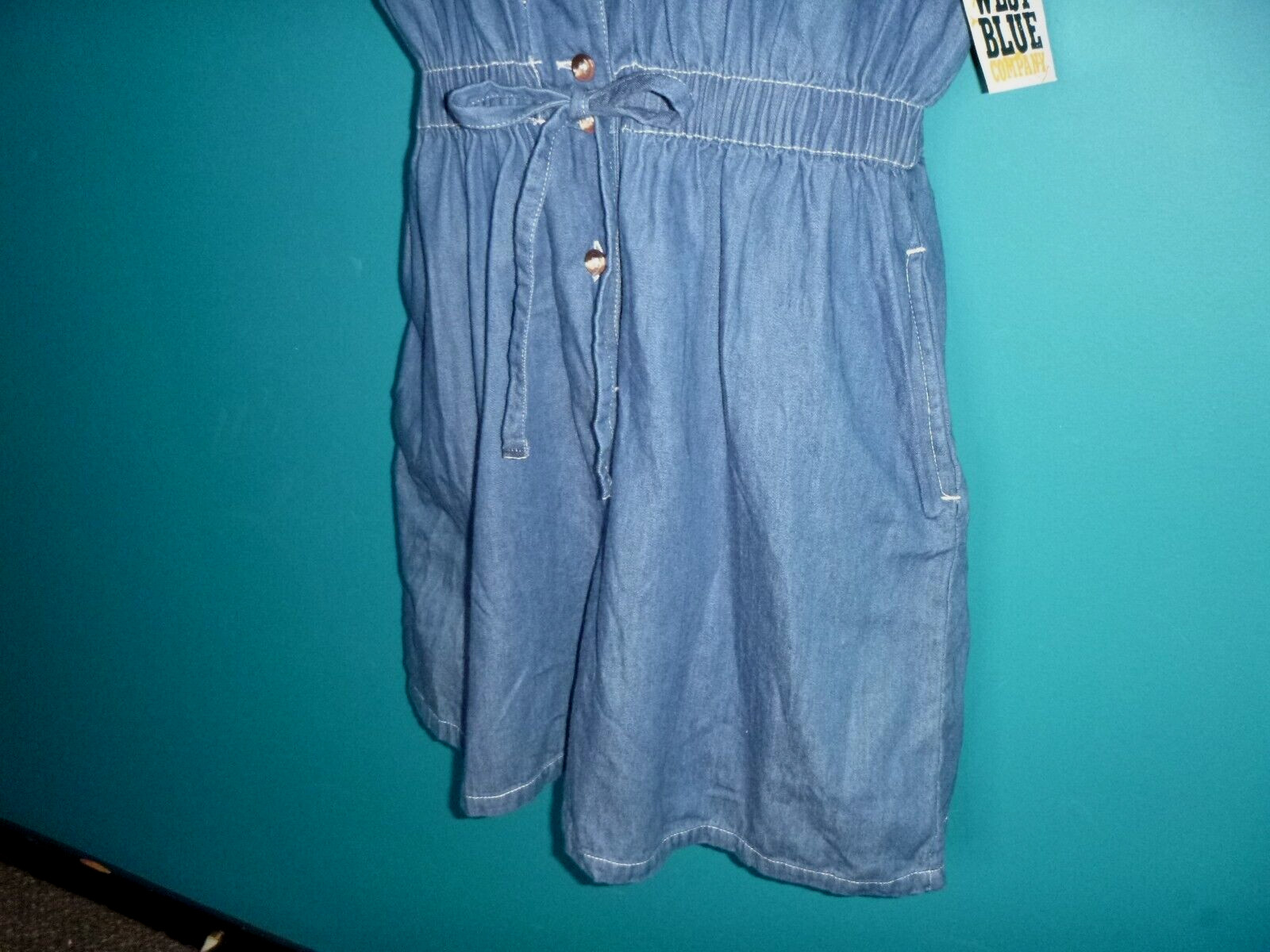 NOS Vtg 80s Northwest Blues Montgomery Wards Blue Denim SHorts Romper Sz M/L