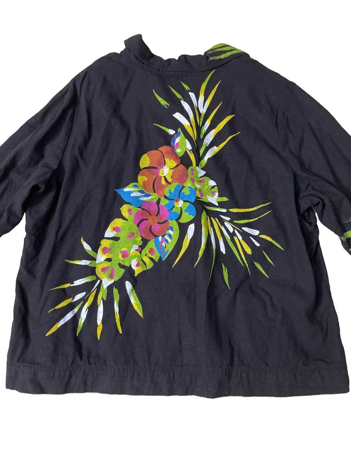 VTG Goode Impressions 2X 100% Silk Hand Painted Peacock Art To Wear Jacket Shirt