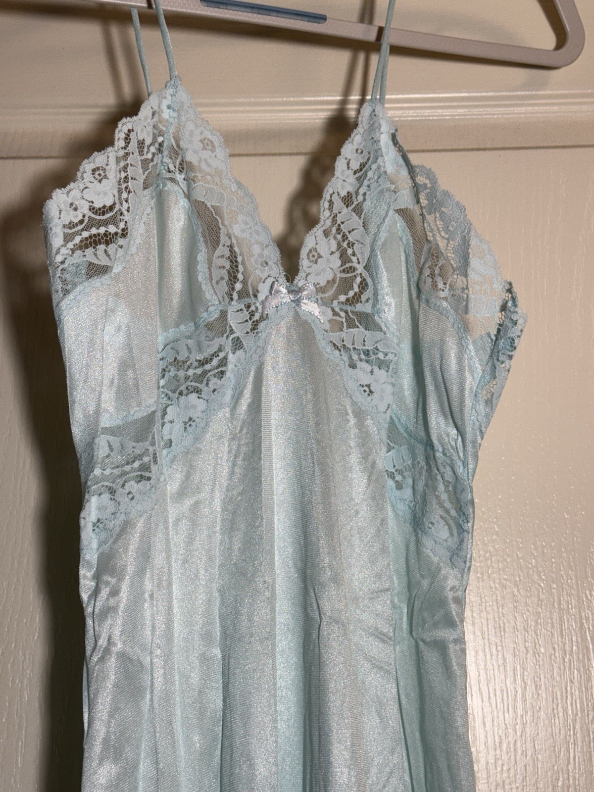 NWT VTG 60s JCPenney Aqua Sheer Peignor Set Sheer Lace Robe & Nightgown NO BELT