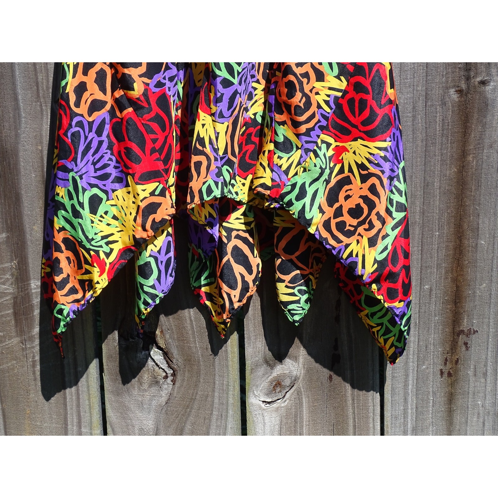 Vtg 80s/90s Papillon by Paula Carbone Floral Handkerchief Hem Slip Dress Medium