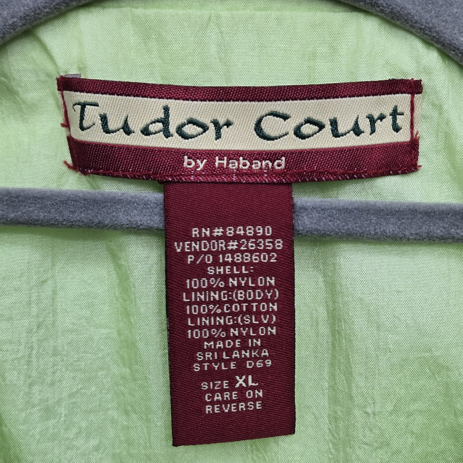 Vintage Tudor Court Neon Lime Green Windbreaker Jacket XL