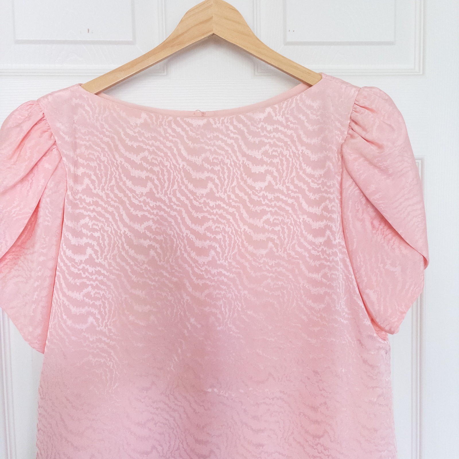 Lizzy & Johnny Dress Women 8 Pink Vintage Tiered Puff Sleeve Midi Dress