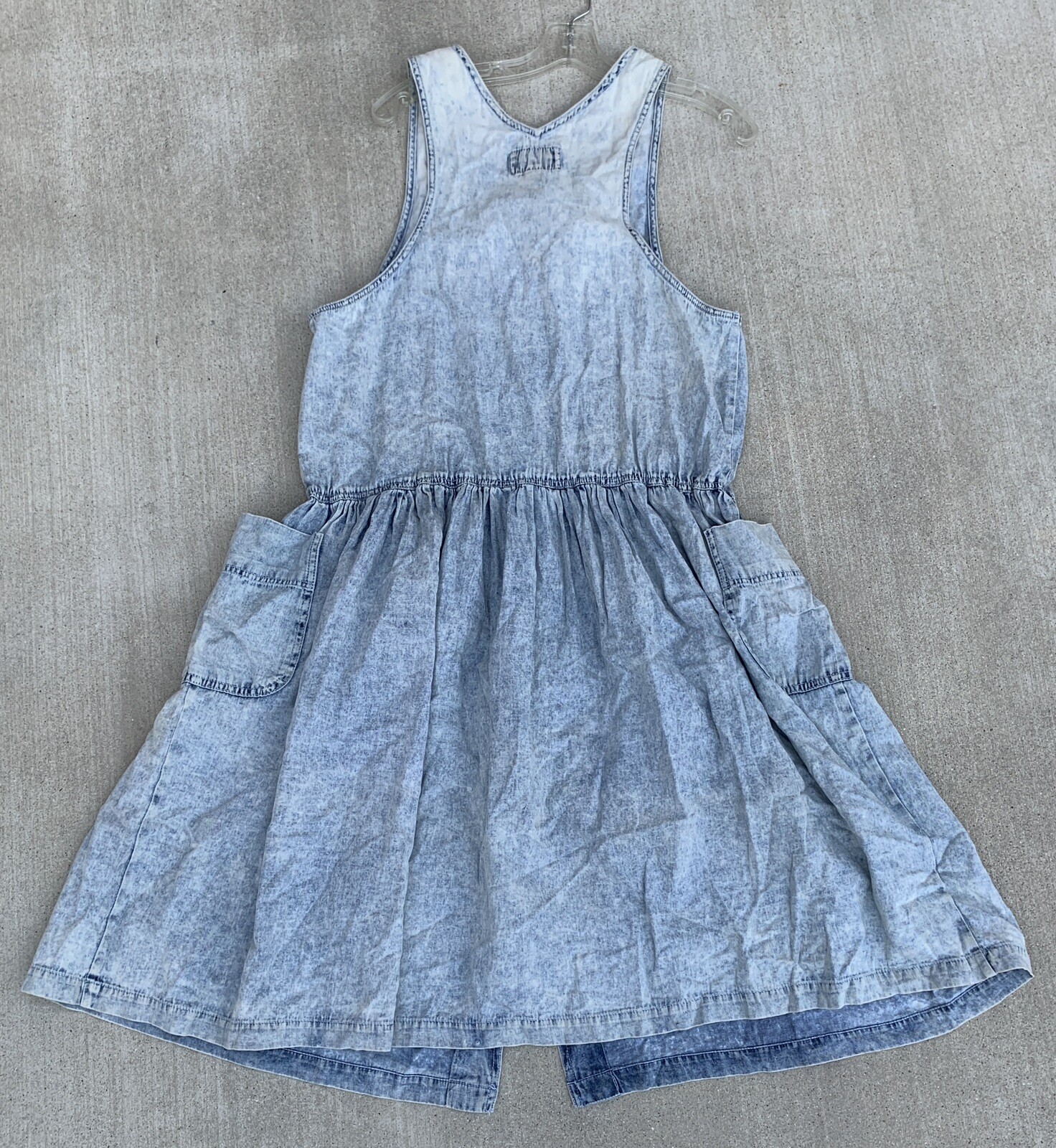Vintage Limited Express EXP Acid Wash Denim Jumper Dress Pockets 1980s Size L