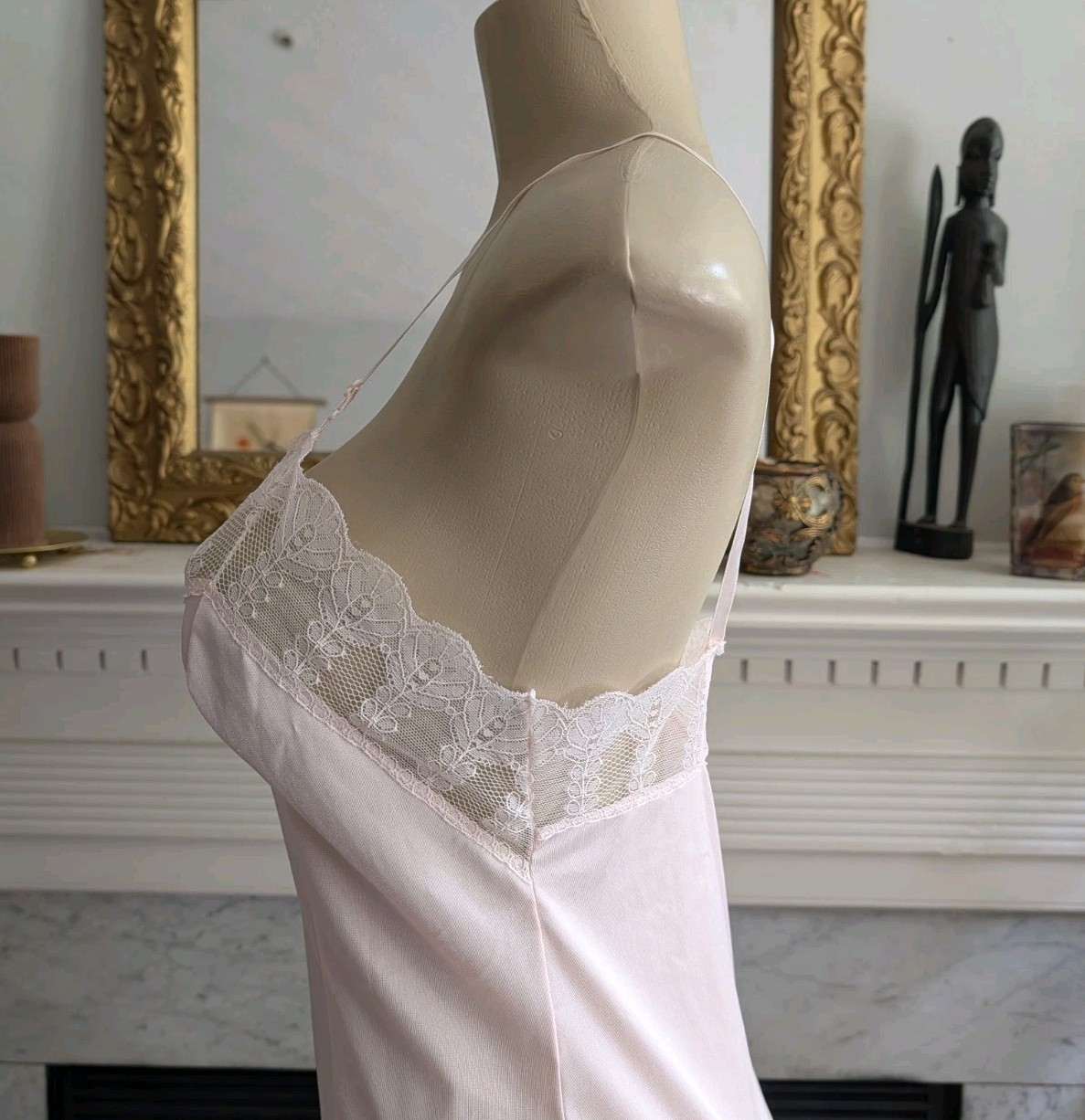 Vintage 80s Vassarette Blush Pink Full Slip Size S Romantic Lace Trim Soft Girl