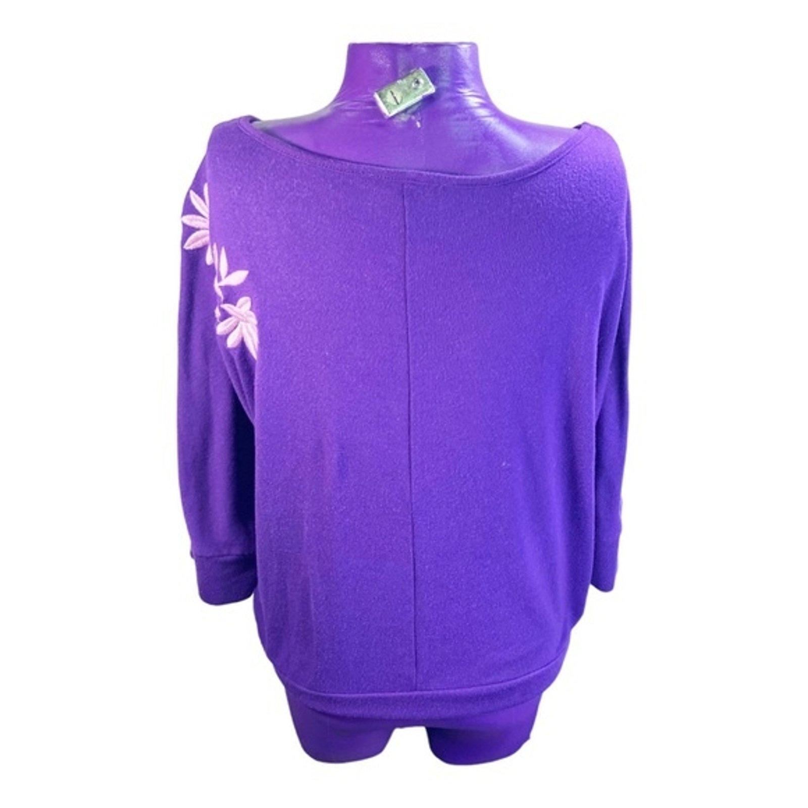 Carol Rose vintage purple pink embroidered dolman scoop neck sweater S