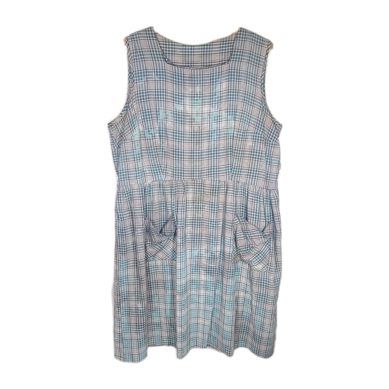 Vtg 50s Country Cotton Plaid Dress Plus Size 1x 2x Metal Zip Amazing Wear Retro