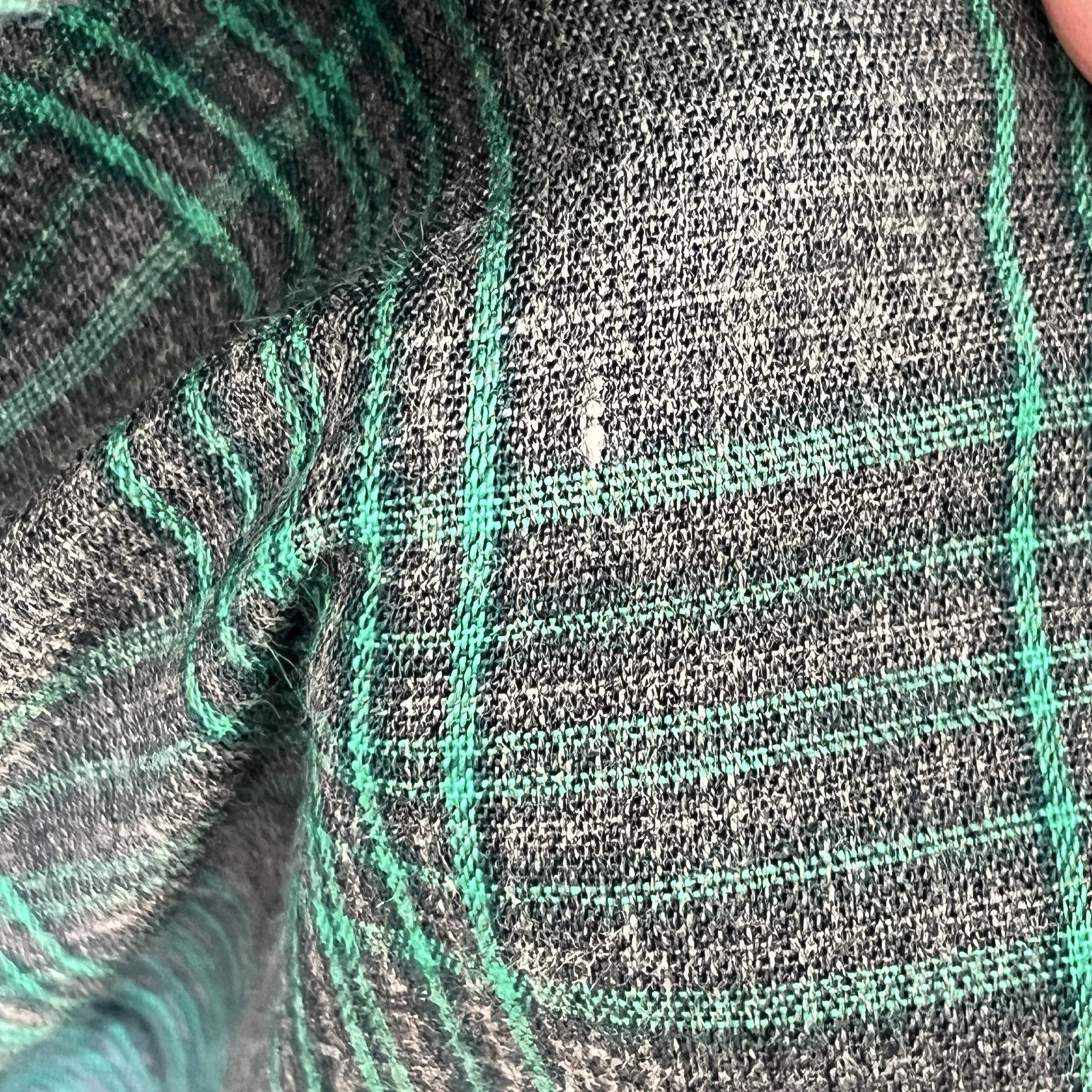 Vintage 60s Gray and Green Plaid Shift Dress Classic Buttons