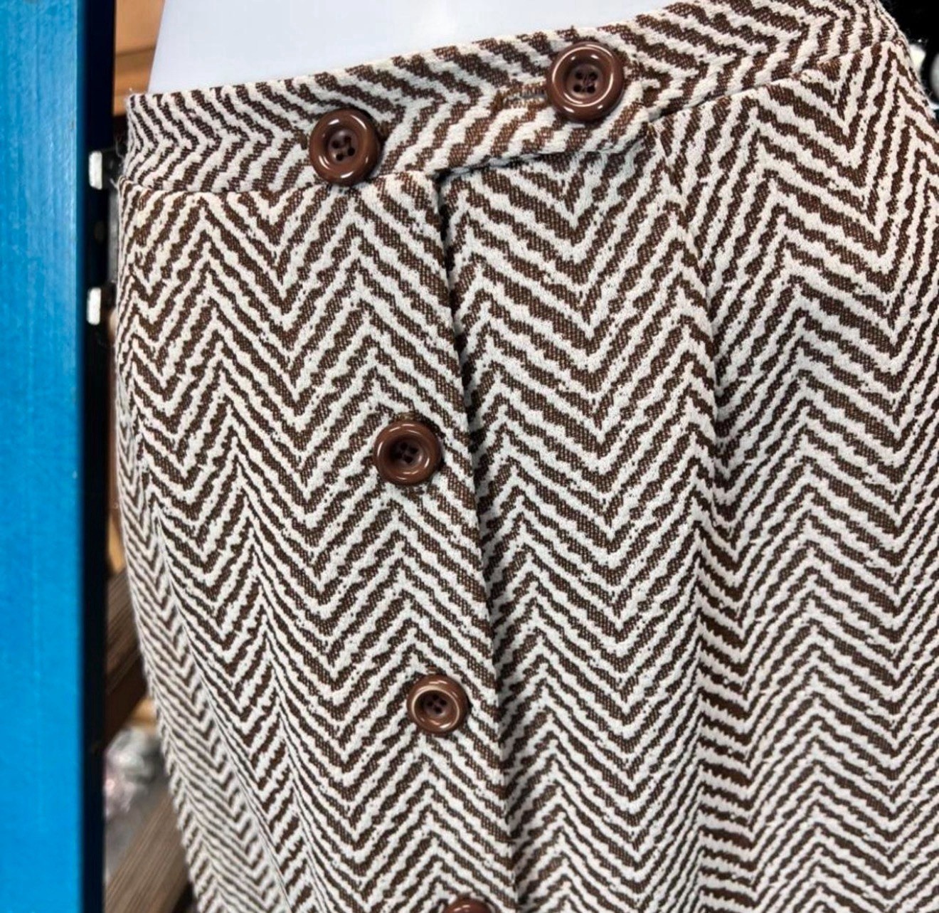 Vintage 70s Maxi Polyester Button Front Skirt Caper Mates