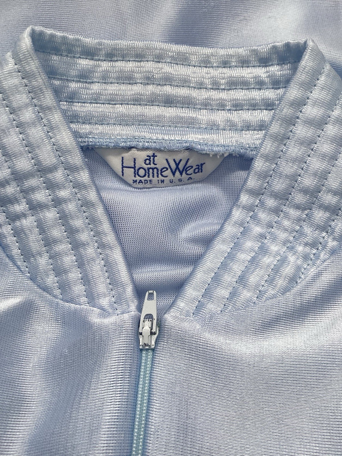 Vintage Sears 80’s At Home Wear Bathrobe Housecoat Baby Blue Bust 46″ Pockets
