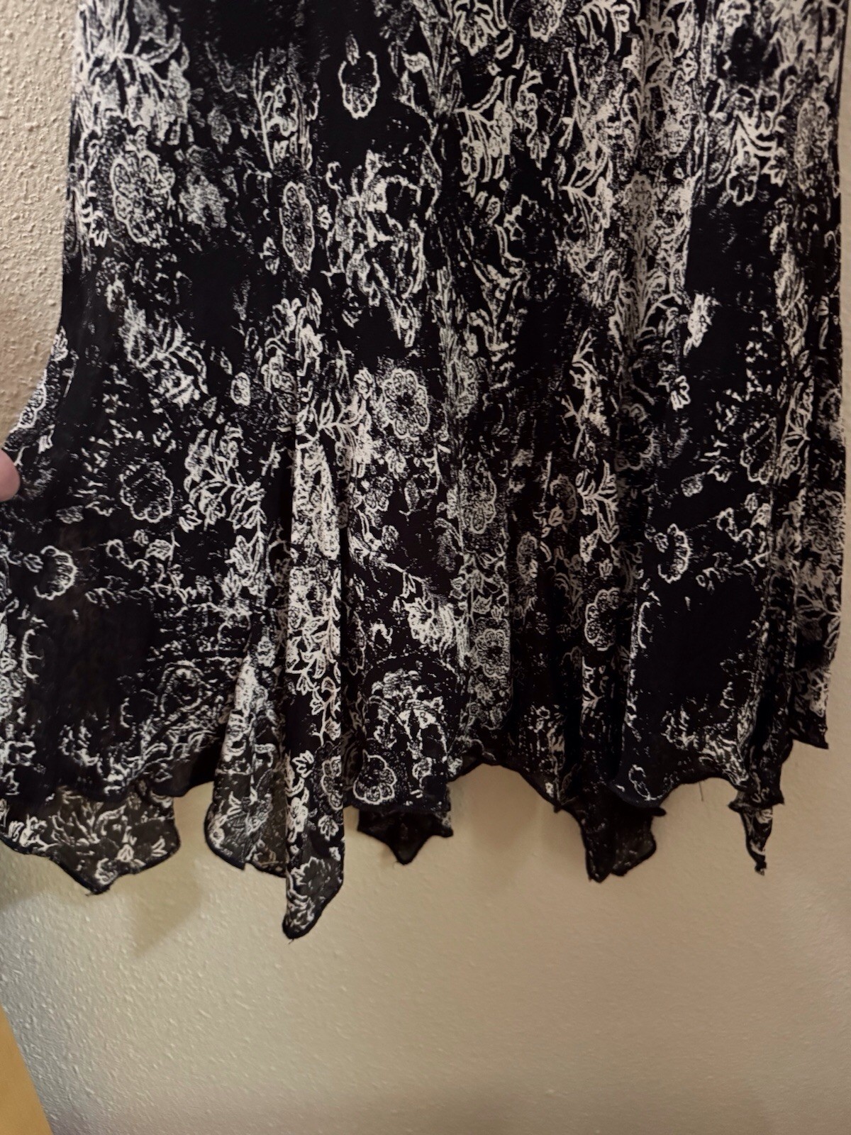 Vintage Lily Black And White Floral Dress With Ruffle Hem And Matching Jacket