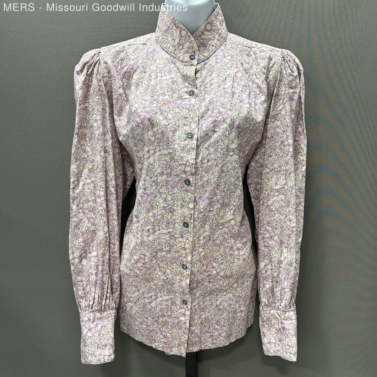 Vintage 70s Frontier Classics Victorian Blouse Large Purple Floral Prairie Boho