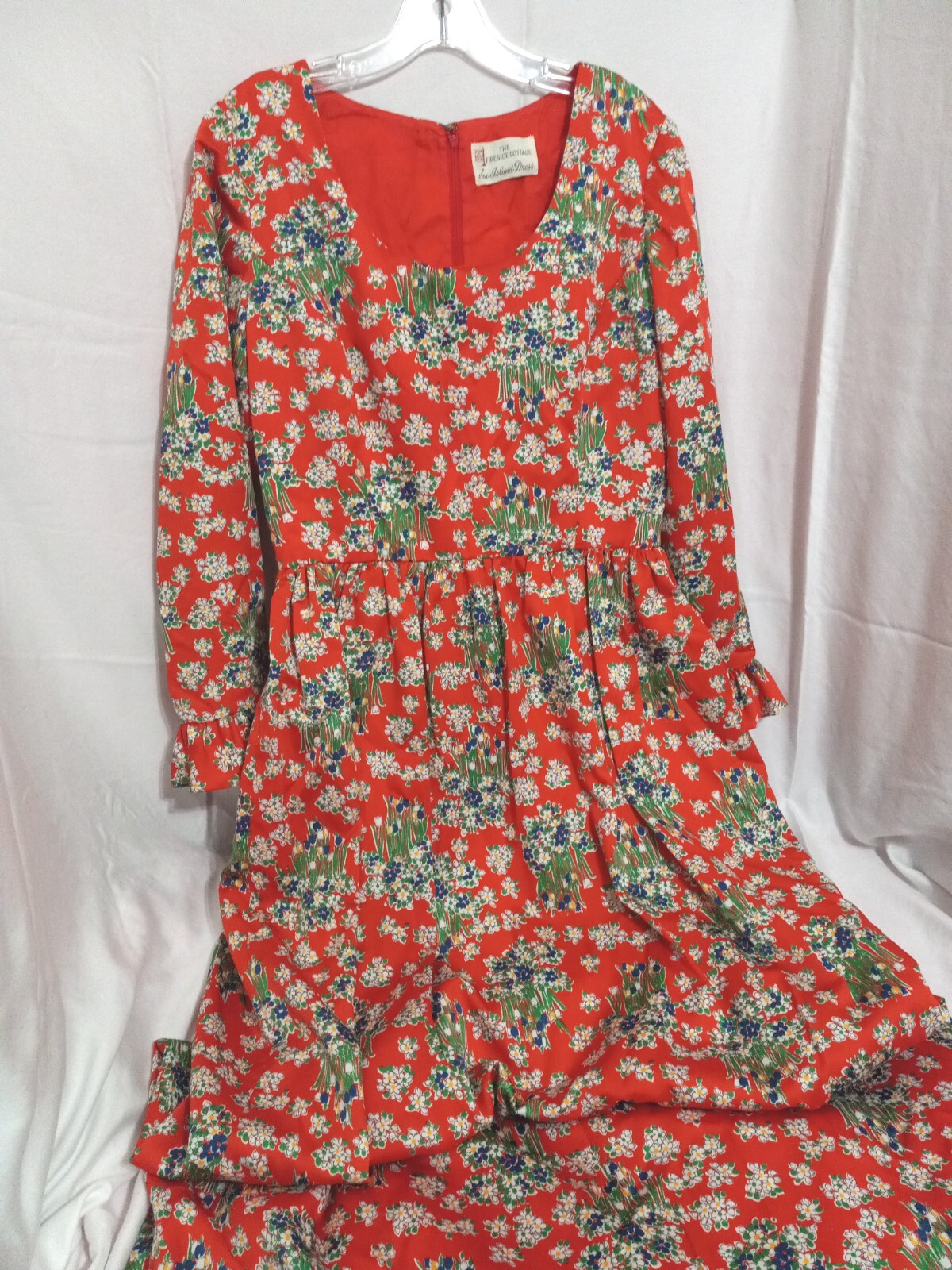 Vtg Posh by Jay Anderson Deep Orange MULTICOLOR floral maxi dress NO SIZE Used