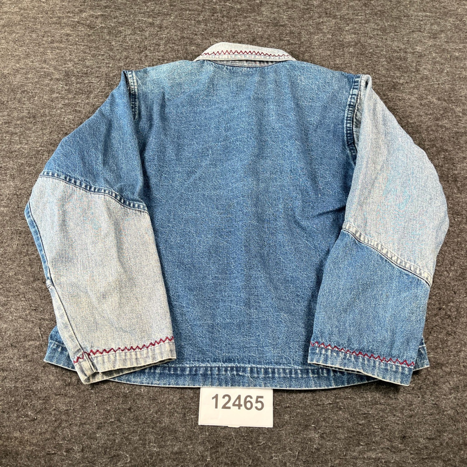 Vintage Sara Studio Trucker Jacket Womens XL Blue Gray Denim Embroidered Floral