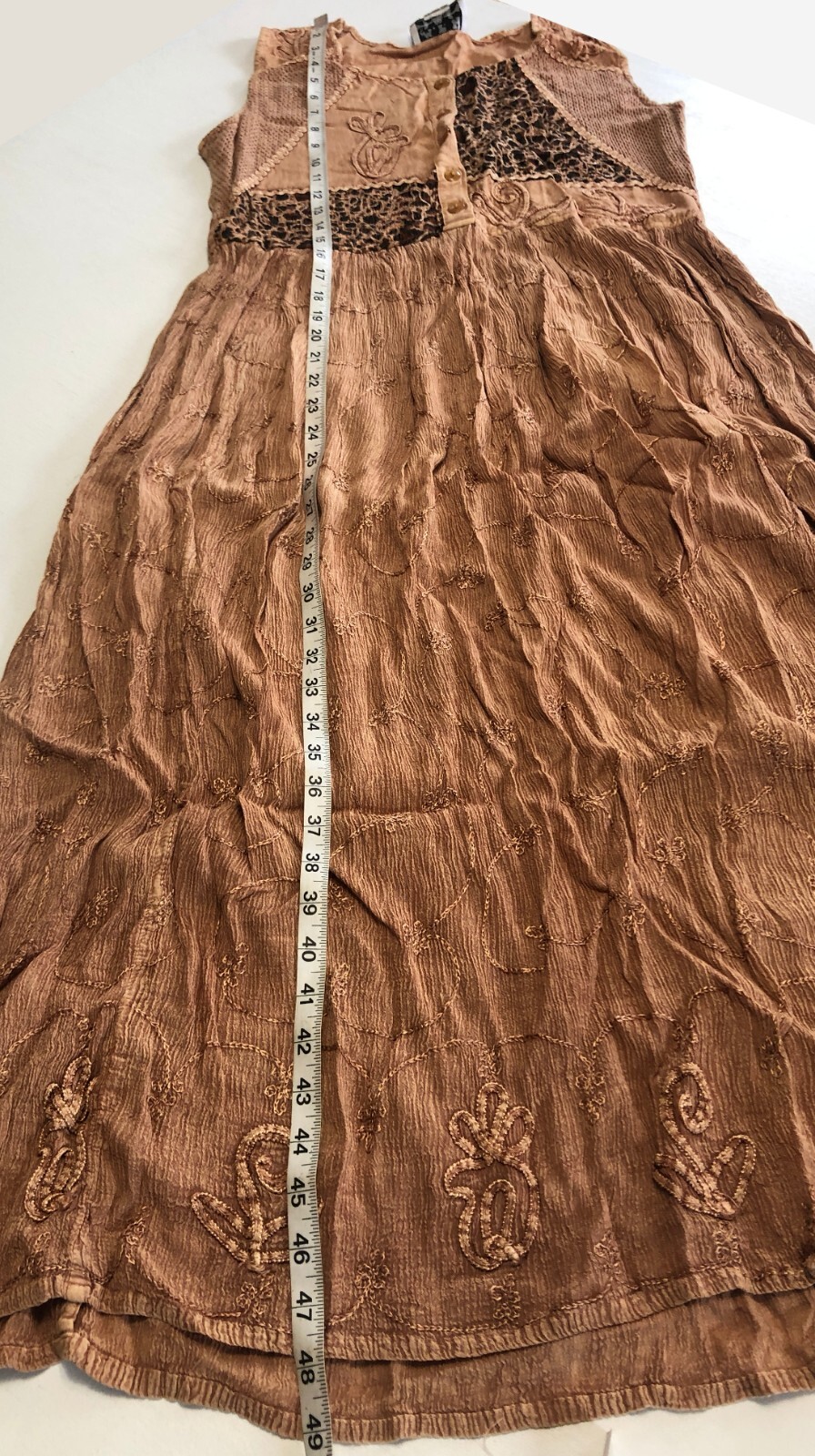 VTG 80s M.P.H. Funky Boho Hippie Embroidered Casual Midi Dress Sz M