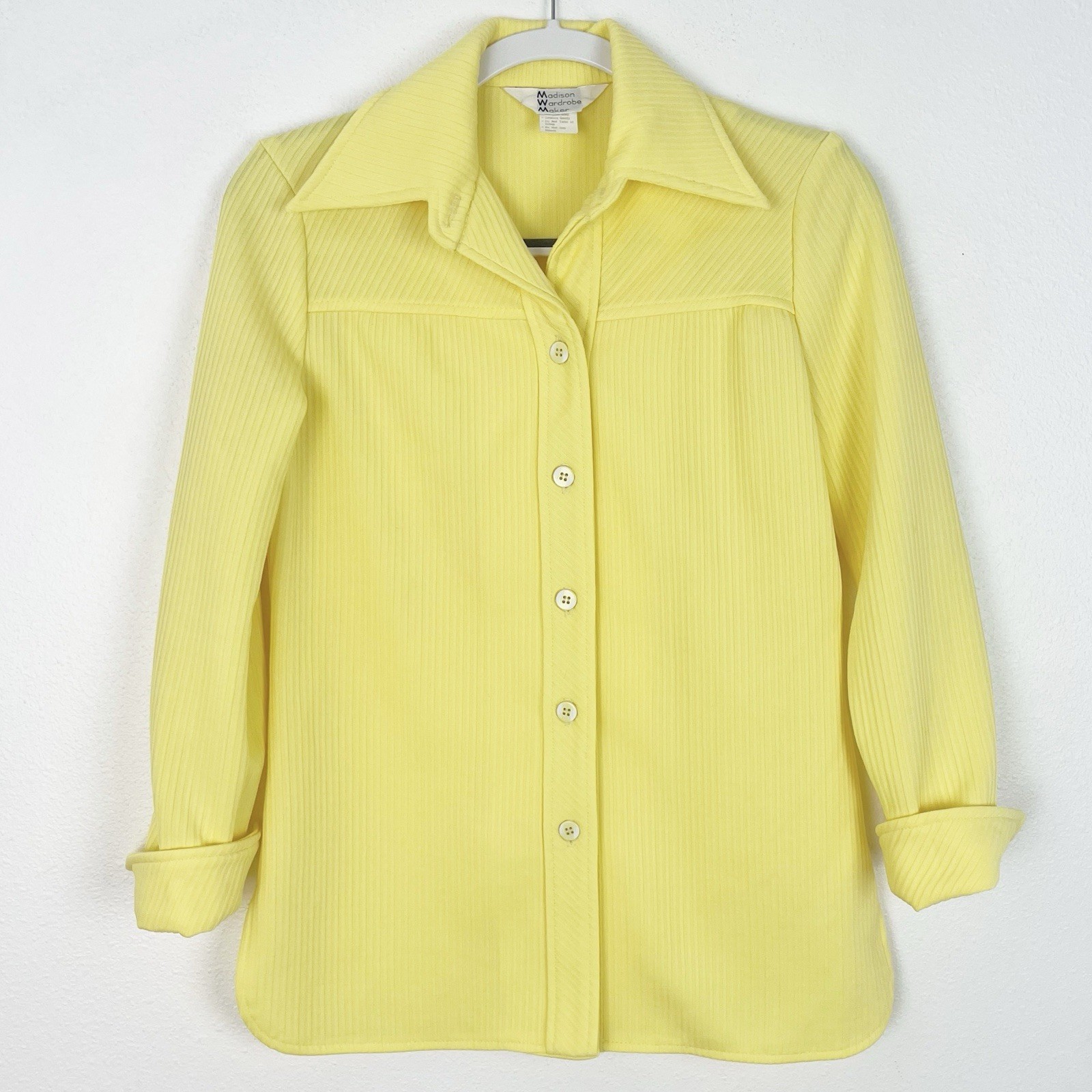 Madison Wardrobe Maker Vintage Yellow Ribbed Pantsuit 70s Chic Retro Set