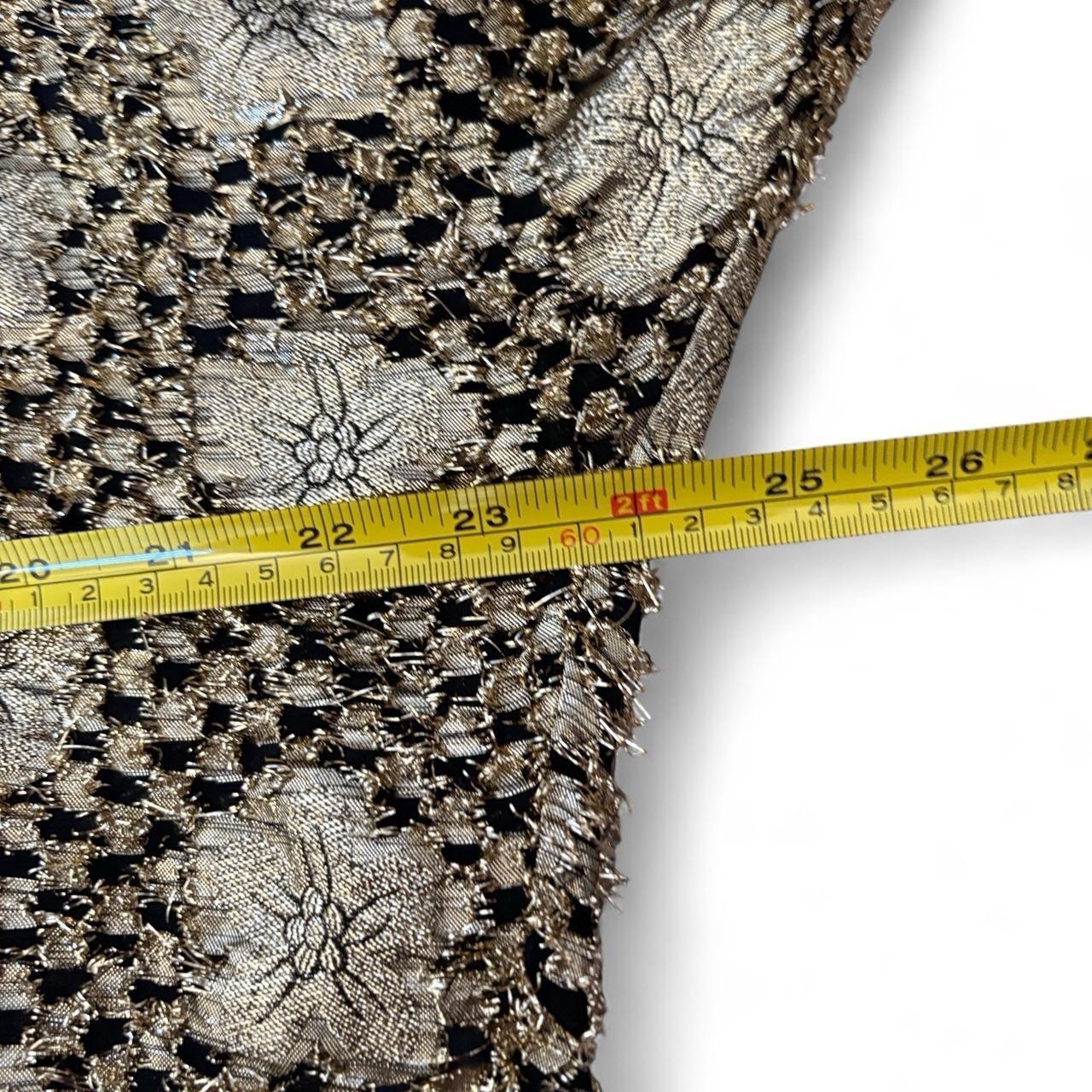 Vintage Three Flaggs California Gold Metallic Floral Textured Blouse