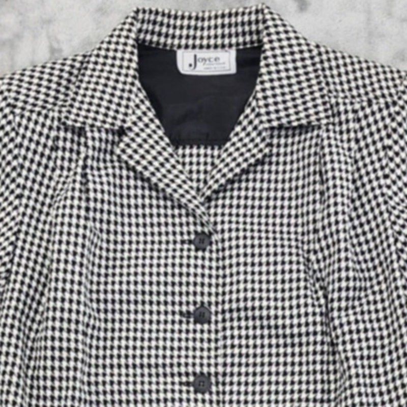 Vintage Joyce Sportswear Jacket Womens XS Black White Houndstooth Bomber Pockets