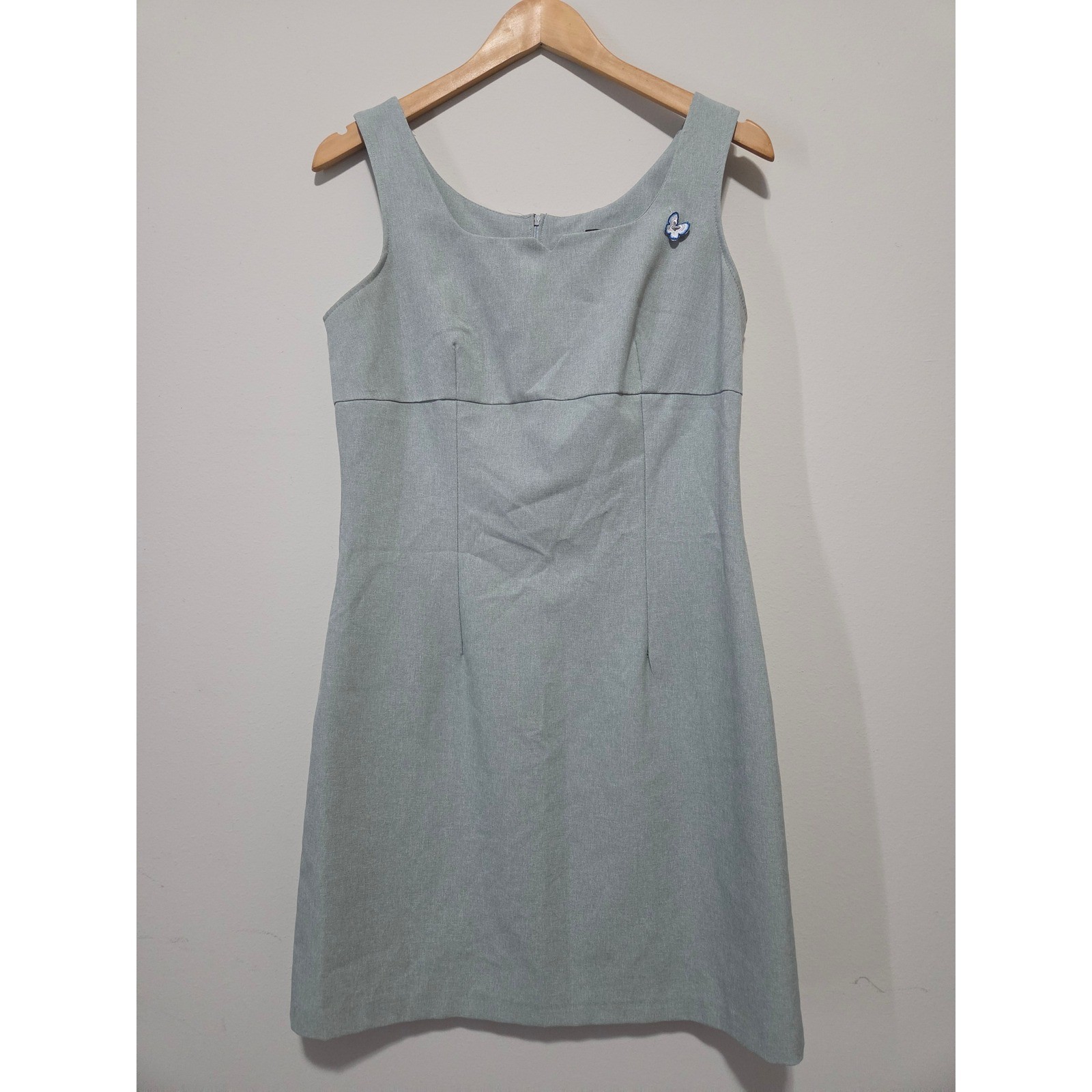Vintage Victoria Ashley New York Dress Grayish Blue Butterfly Applique Size 9/10