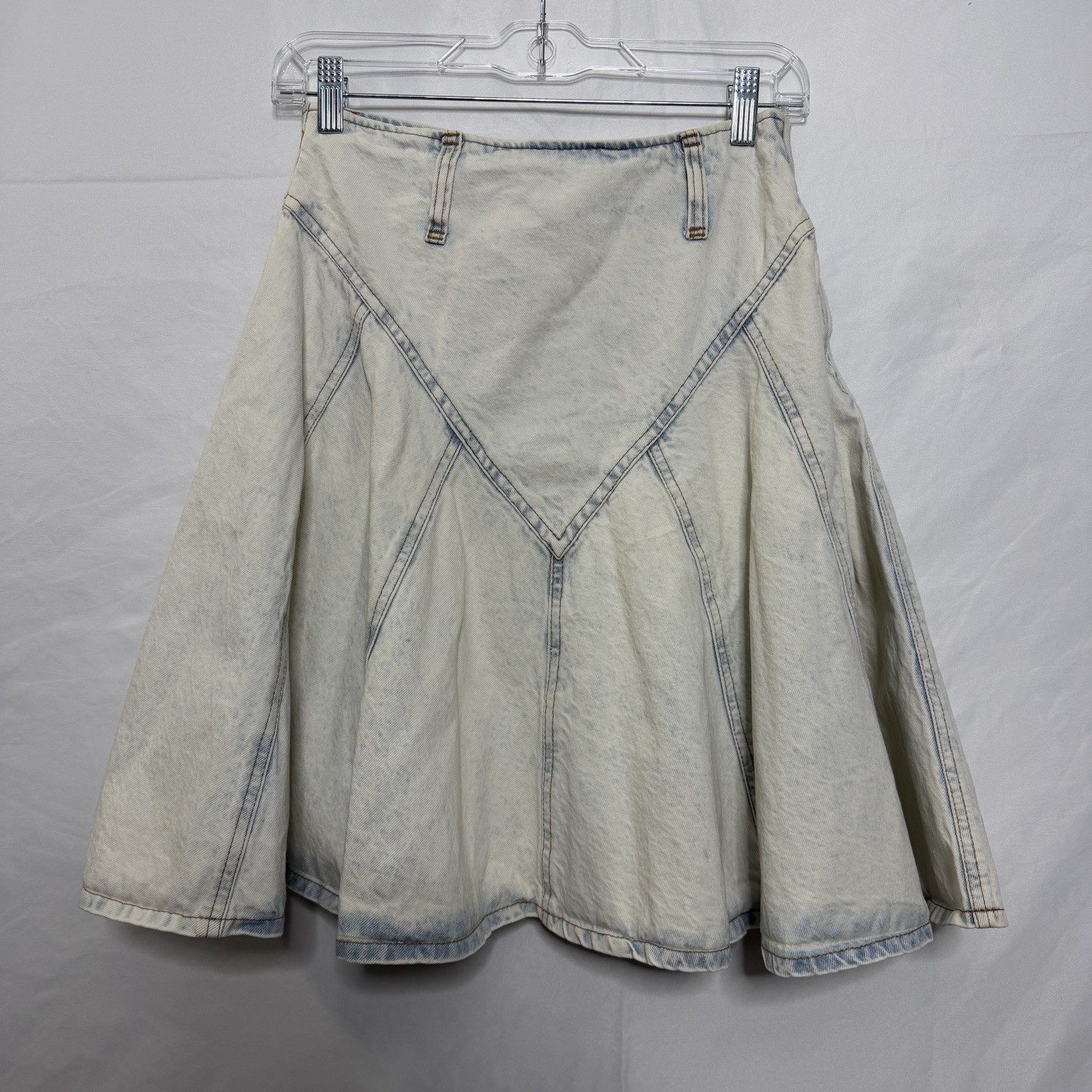 Jou Jou Vintage 90s Y2K Light Wash Denim Flare Skirt Seamed Panel Juniors 9/10