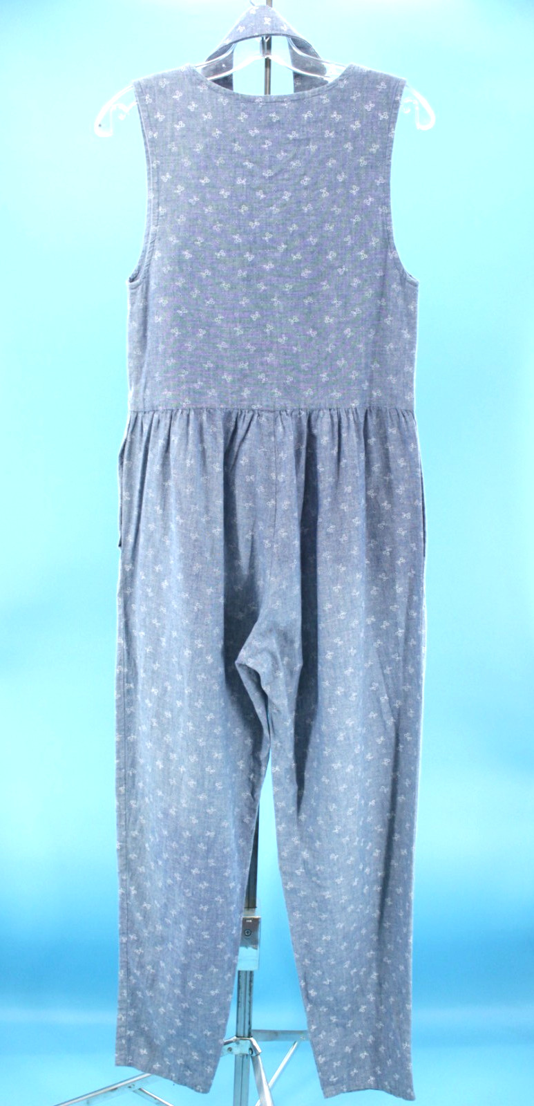Vtg Women’s 80s 90s Blue Cherry Print Laura Ashley Fabric Jumpsuit W/ Belt XS
