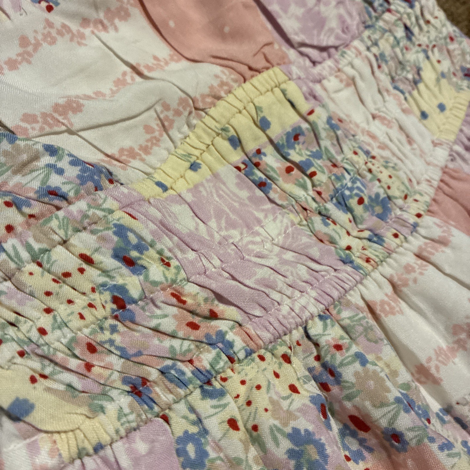 Vintage Dress Jay Jays Size 6 Puffy Sleeves Elastic Edges Quilted Tiered A-line