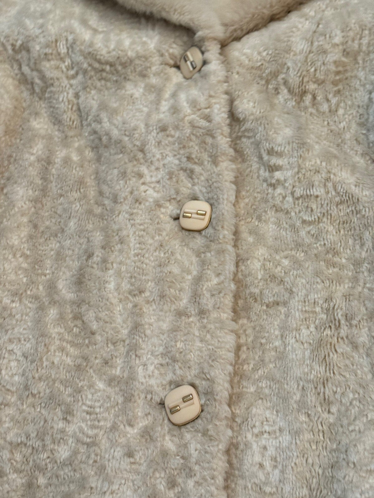 Vtg 1960’s Russel Taylor Textured Fur Button-Up Tan Lined Coat Women’s S/M