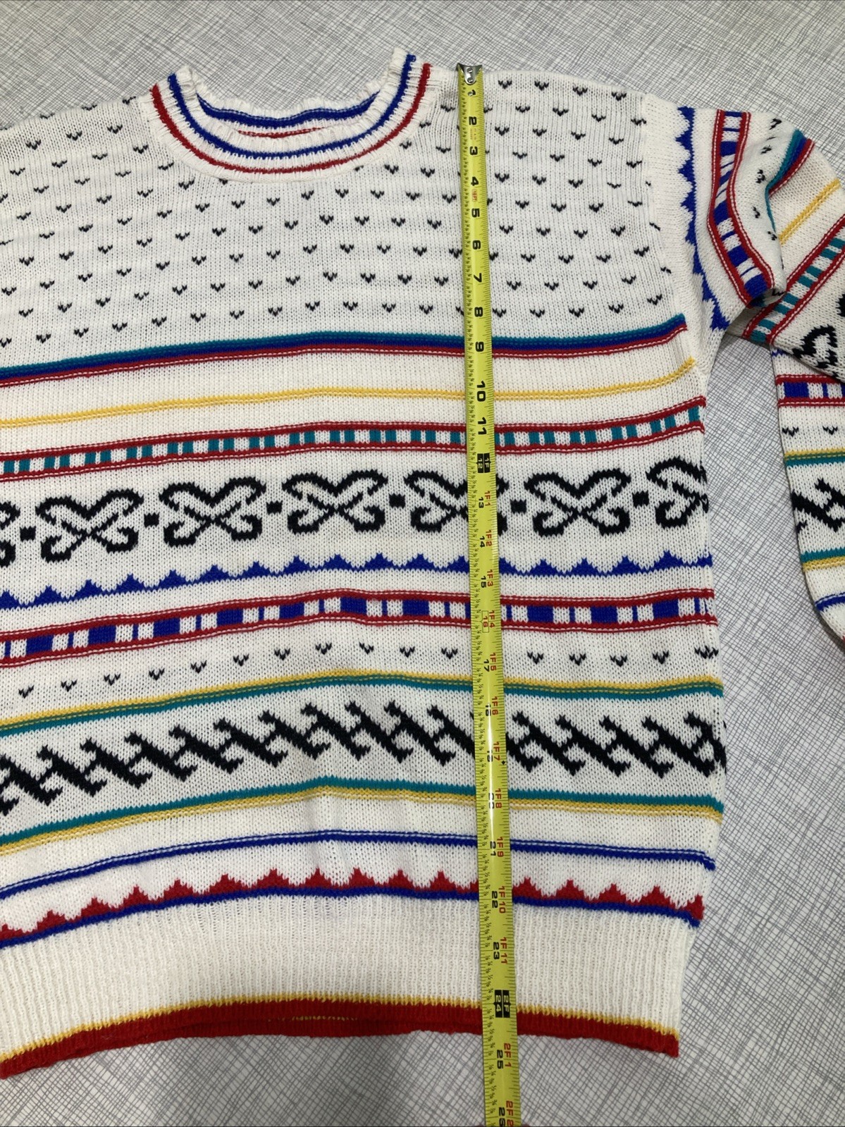 Vtg 80s Beldoch Popper Abstract Geometric Sweater USA-Made Bright Colorful S/M