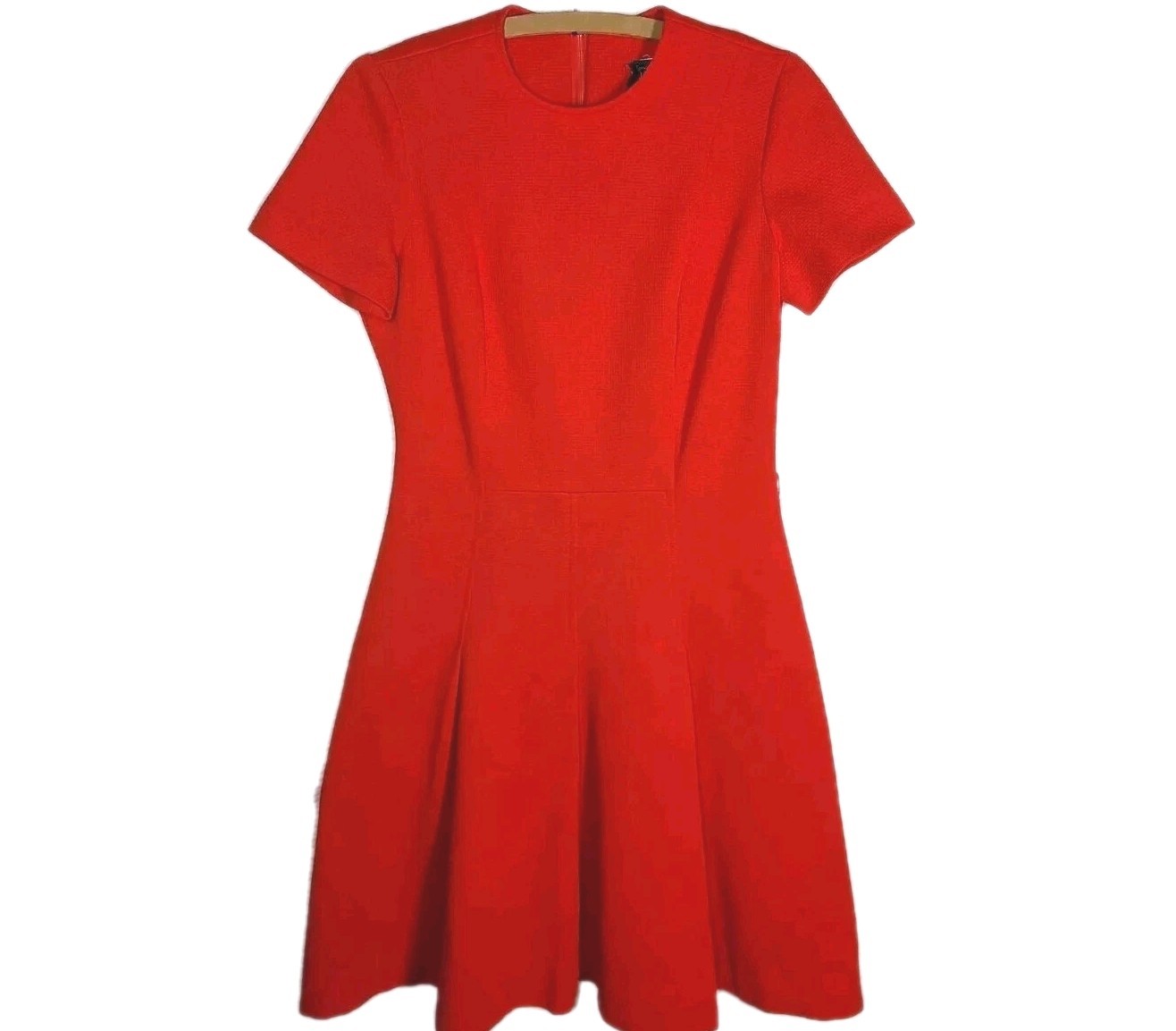 Vtg 70s Scooter Dress Fluoro Orange Princess Seamed Mod Full Skirt M Retro