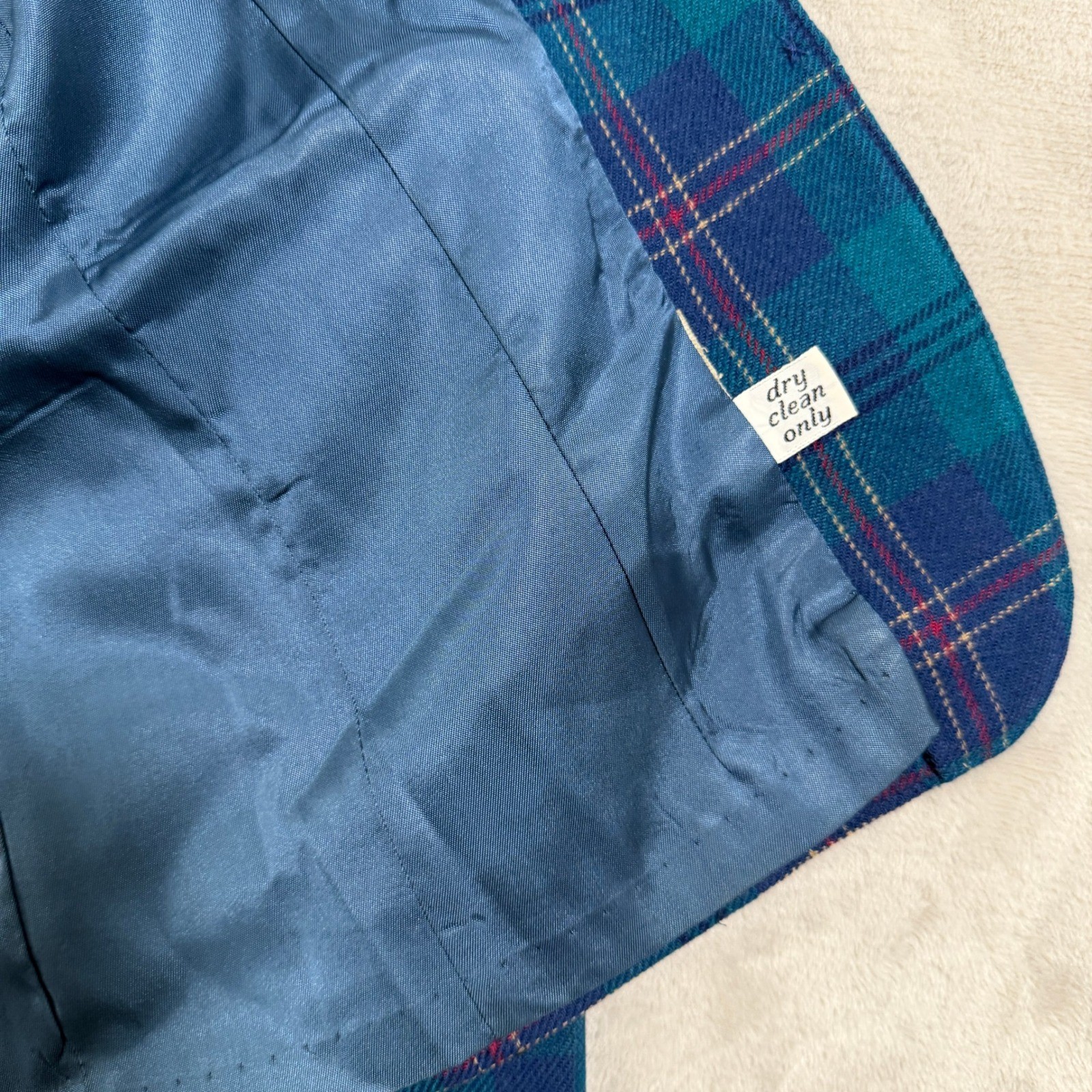 Vintage Pendleton Teal Plaid Wool Blazer and Scarf Set ACADEMIA USA Small Medium
