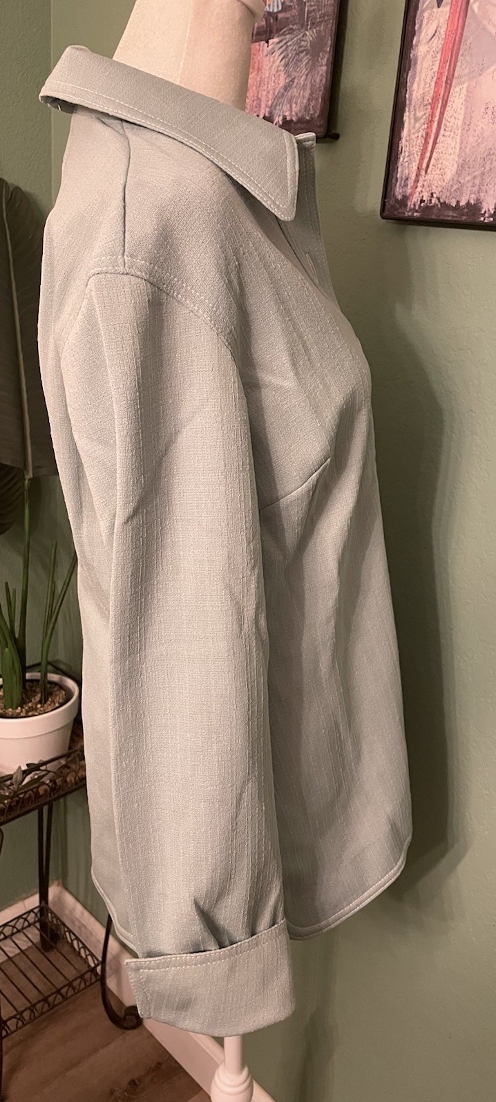 NWT~Vintage Butte Knit Sage Green Pullover Blouse Polo Style Made In USA Size 14