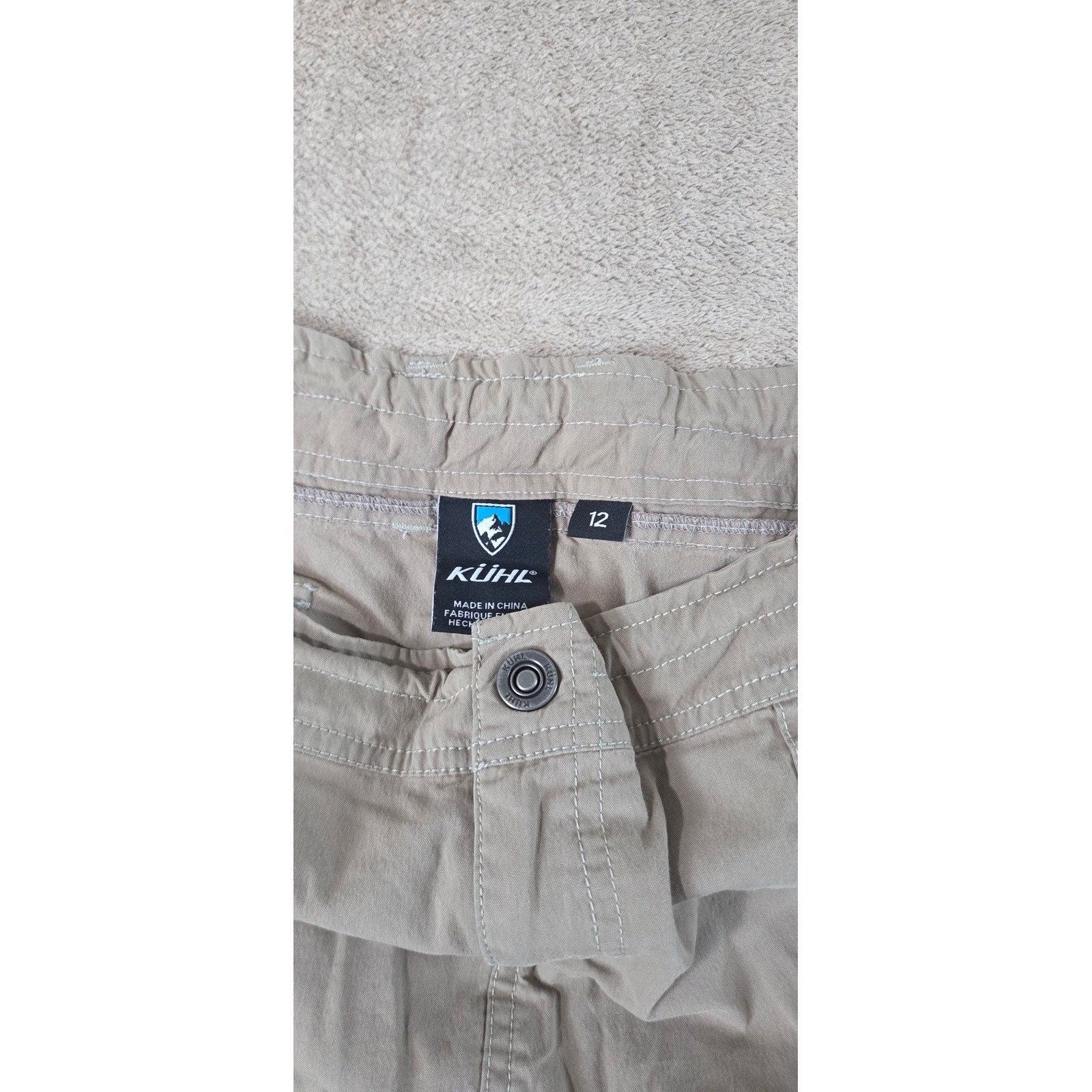 Kuhl Vintage Skirt Womens 12 khaki tan outdoor cargo pocket Trail skort hiking