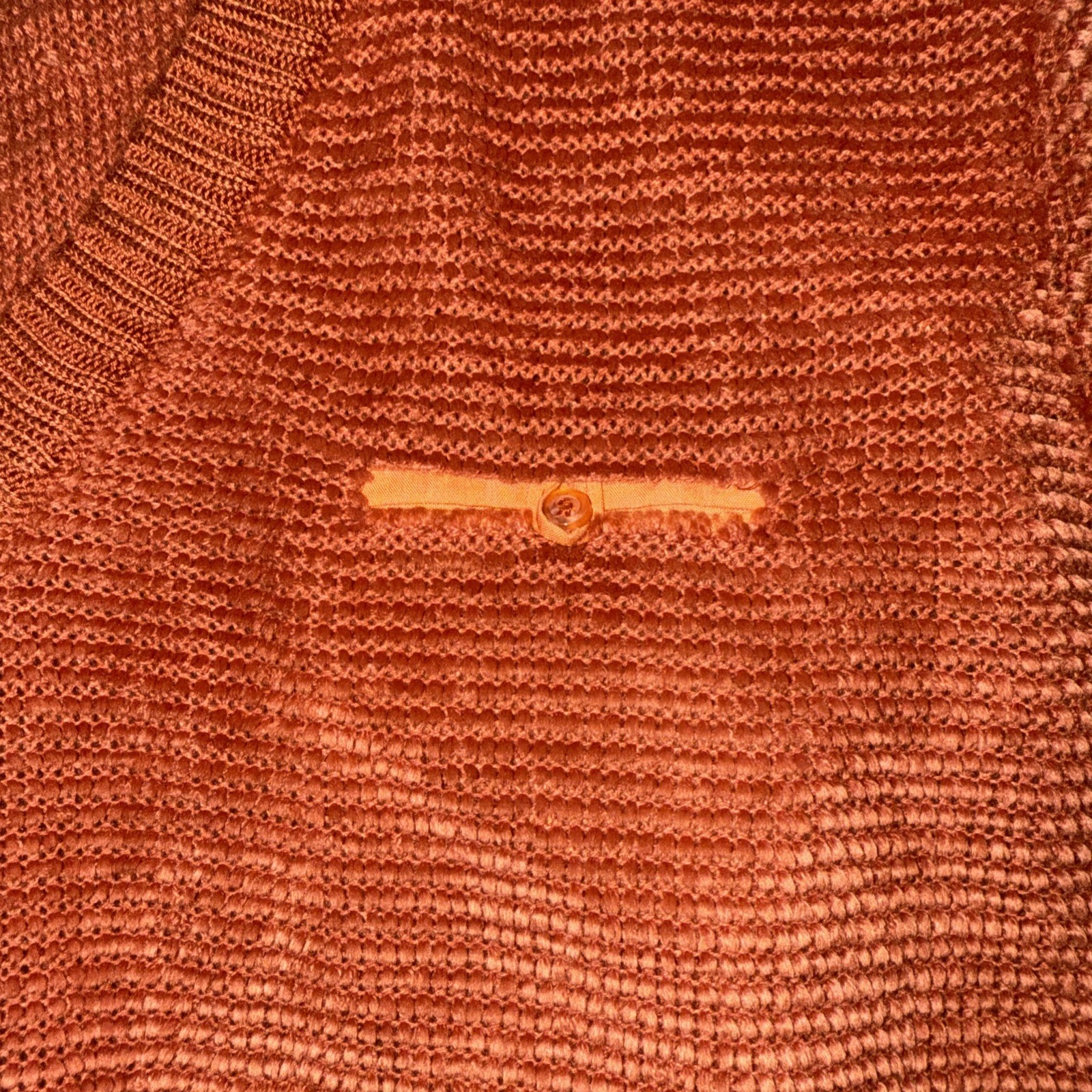 VTG Disco JF Adams Women’s Acrylic Rust Orange Textured Long Sleeve Shirt Read