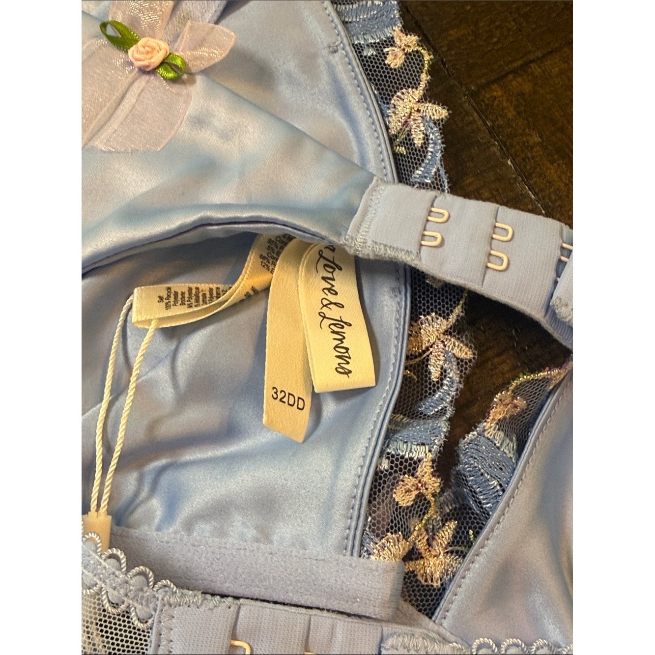 For Love & Lemons Belle Bow Bustier Blue Floral Lace-Up NWT