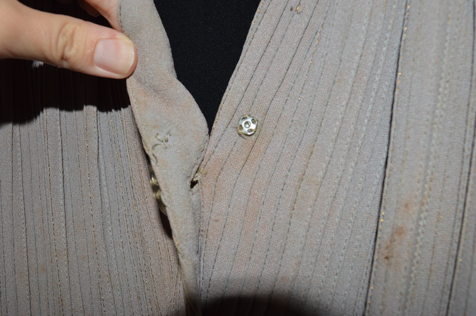 Vintage 1940s 1950s Beige Black Dress Celluloid Rhinestone Buttons Size Medium